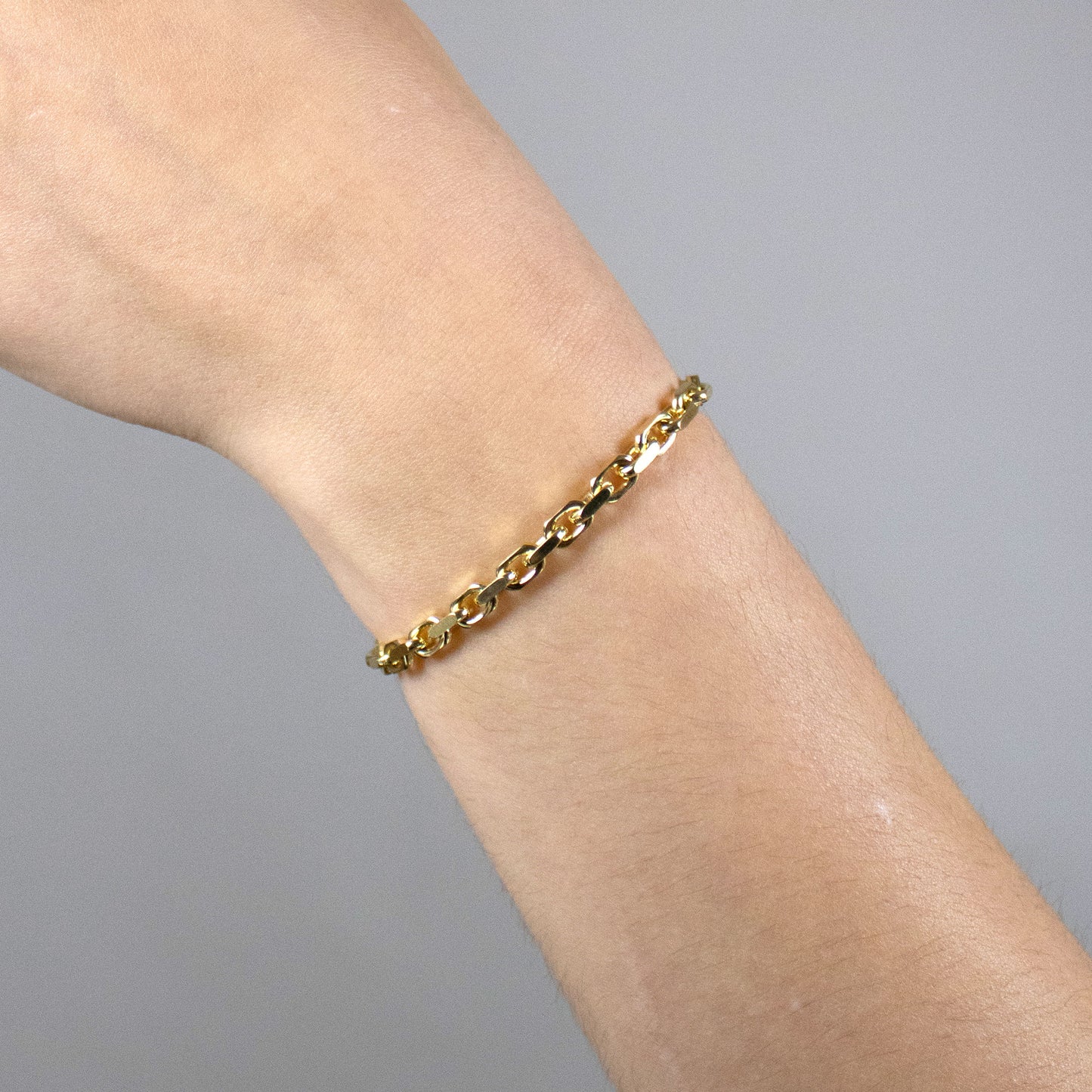 Ankerkette diamantiert Länge 19cm - Breite 3,8mm - 585-14 Karat Gold