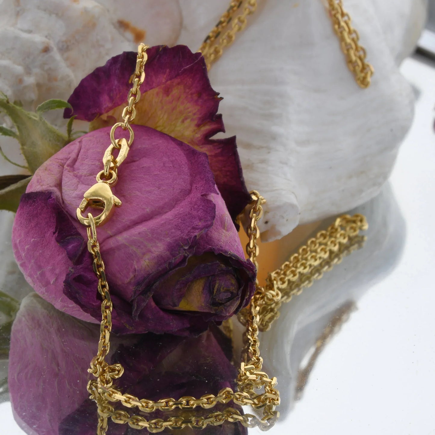 Ankerkette diamantiert Länge 45cm - Breite 1,7mm - 750-18 Karat Gold