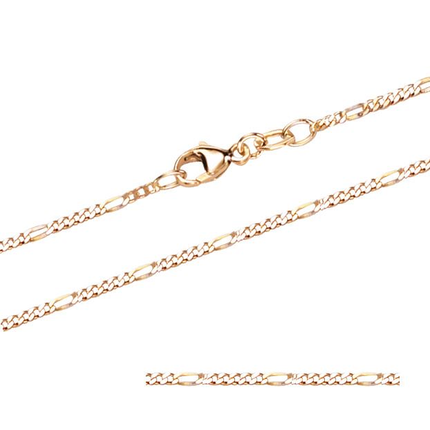 1,5 mm750 - 18 Karat Gold Halskette Figarokette massiv Gold hochwertige Goldkette  - Länge nach Wahl