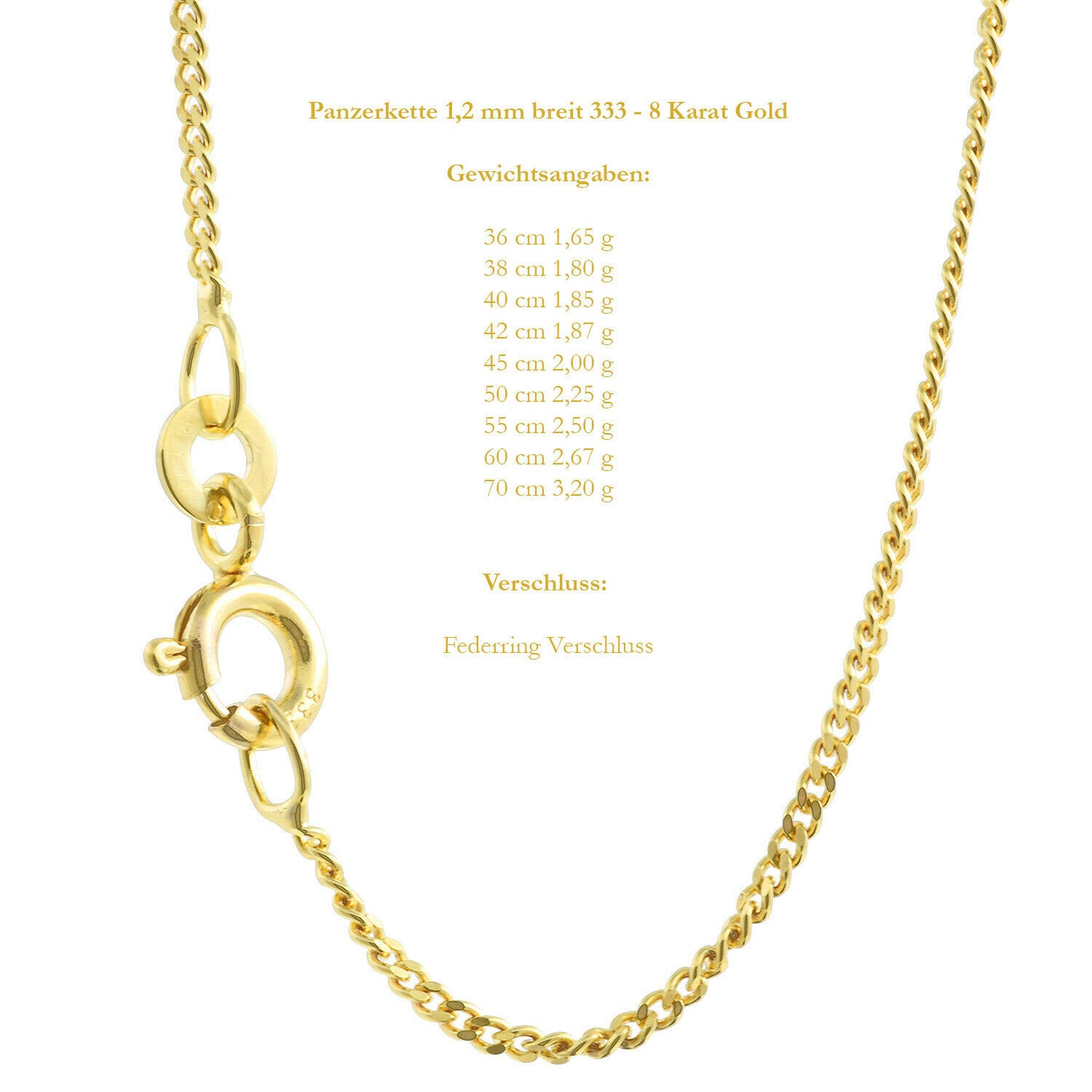 Edle massive Goldkette Panzerkette Halskette aus 333 - 8 Karat Gold