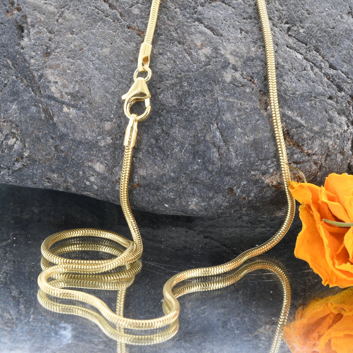 Edle Massive Goldkette Schlangenkette rund Halskette 585-14 Karat Gold