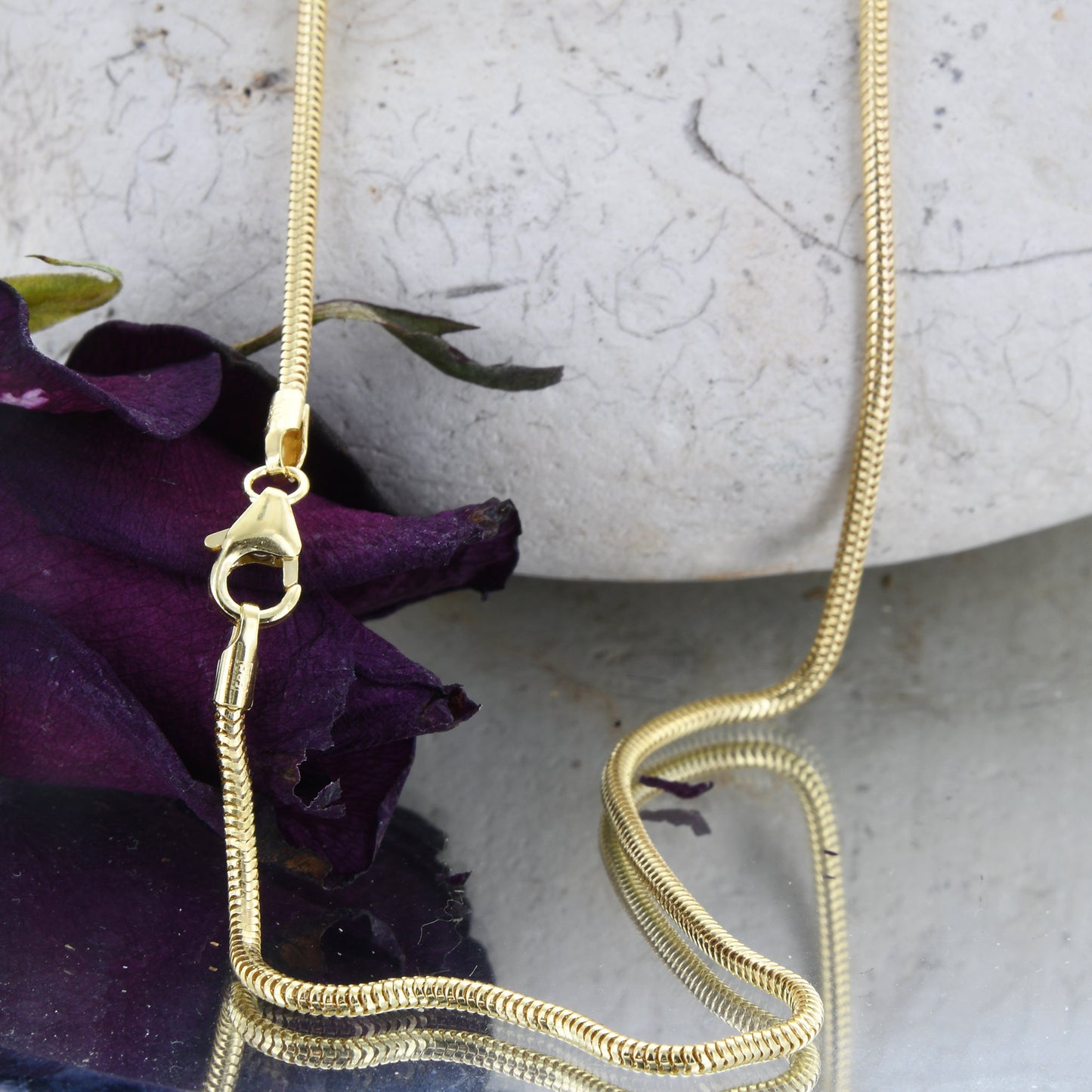 Edle Massive Goldkette Schlangenkette rund Halskette 585-14 Karat Gold