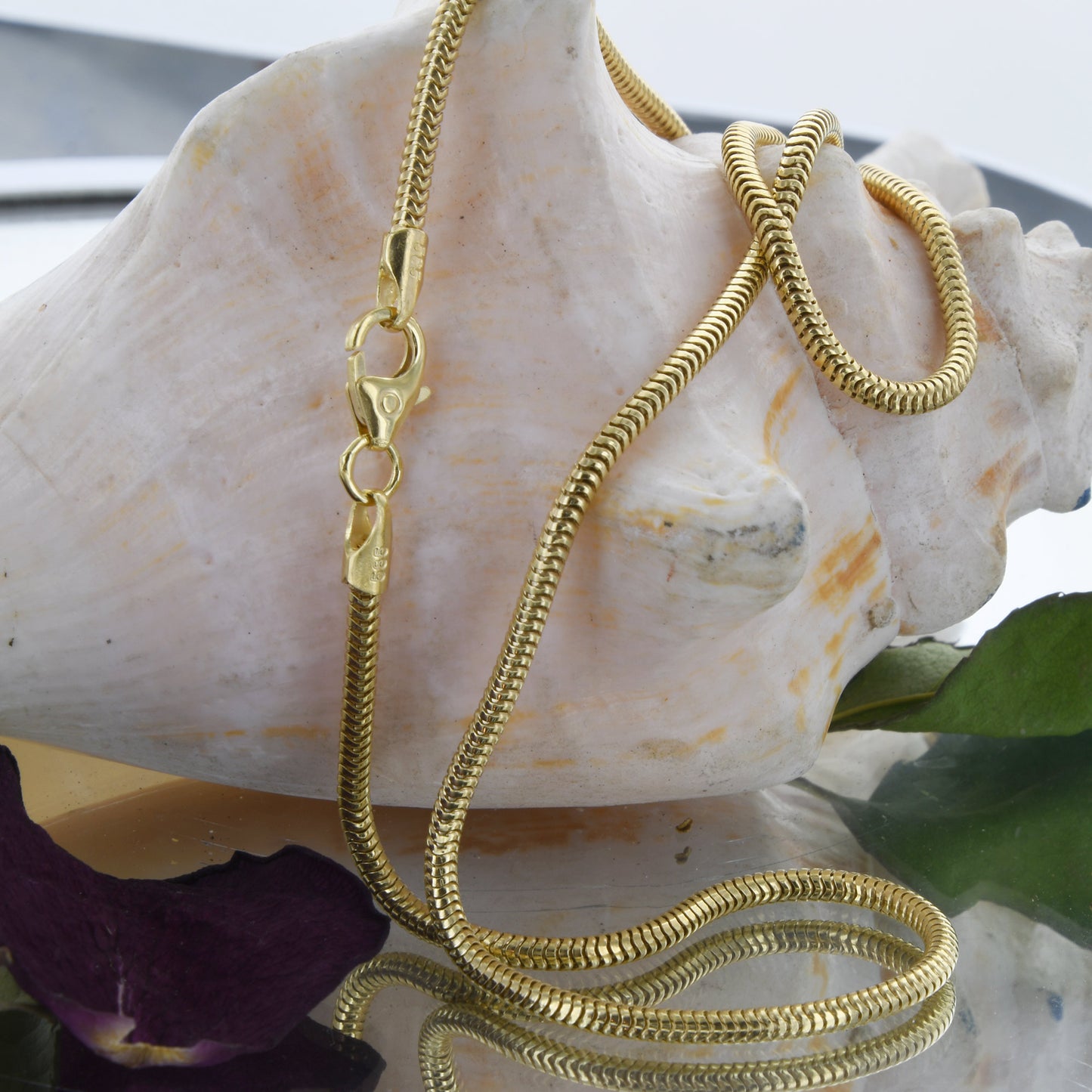 Edle Massive Goldkette Schlangenkette rund Halskette 585-14 Karat Gold