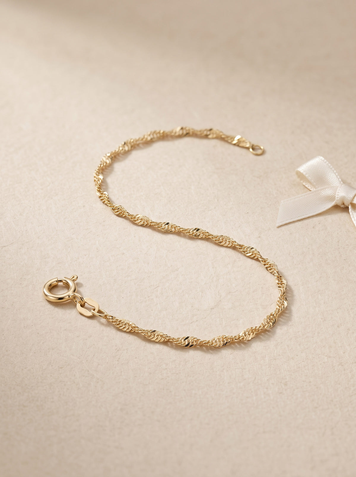Goldkette Singapurkette Armkette 1,8 mm massiv 19 cm 585-14 Karat Gold
