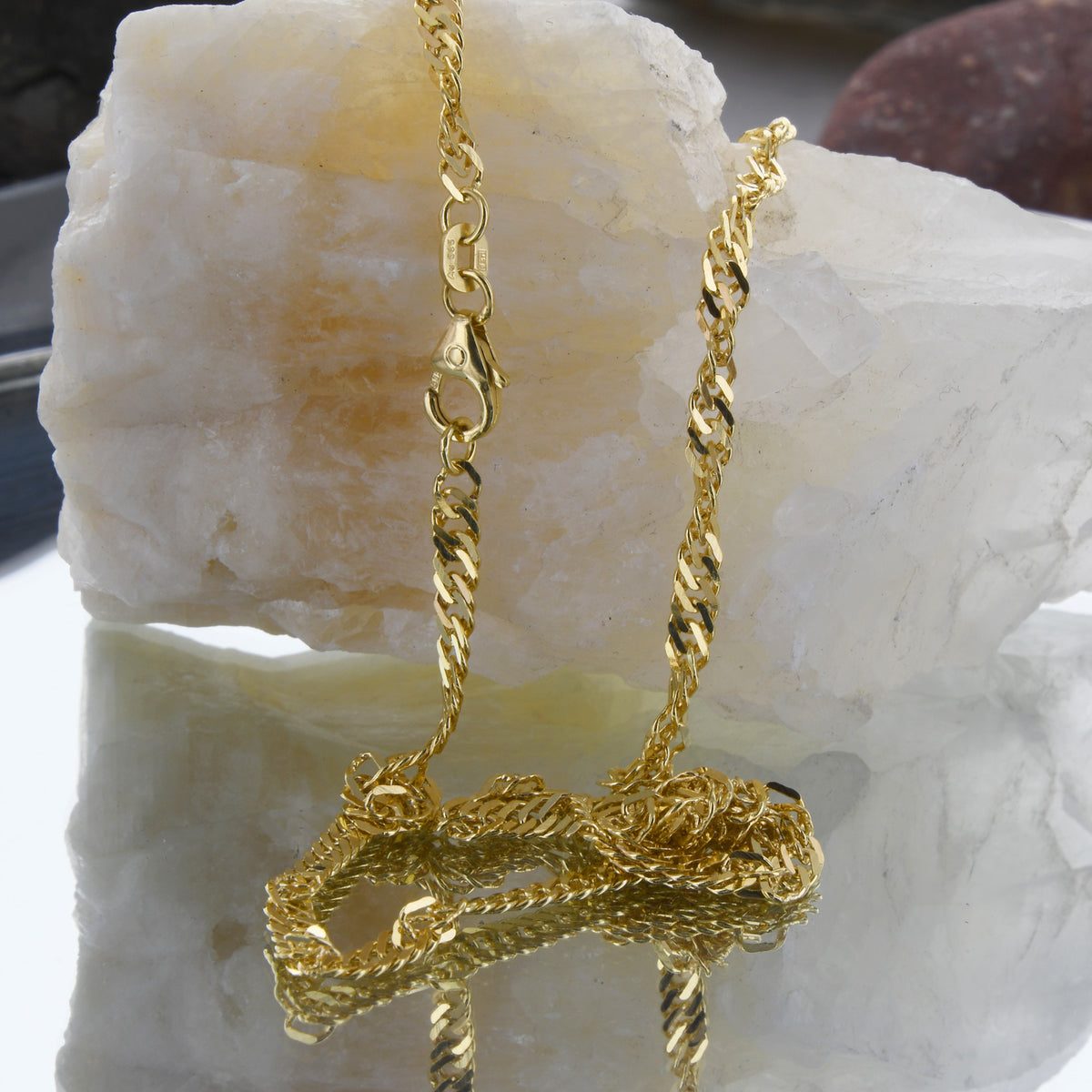 Goldkette Singapurkette Armkette 2,9 mm massiv 19 cm 585-14 Karat Gold