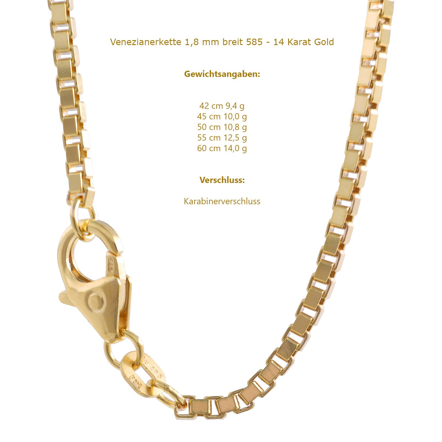 Edle Venezianerkette Halskette 585 - 14 Karat Gold Juwelier Qualität