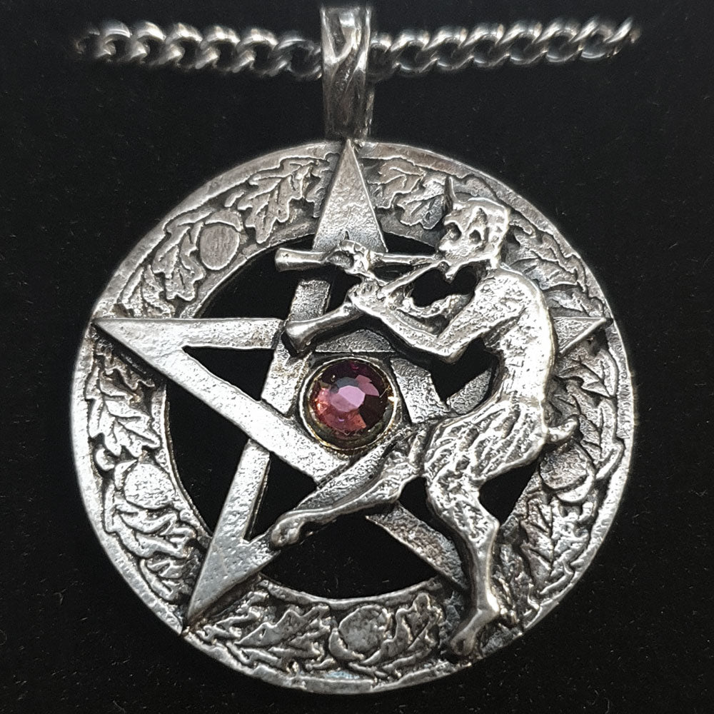 Pan Mit Pentagramm groß Amulett Thor Schutzsymbol 925er Silber Talisman: 34 mm