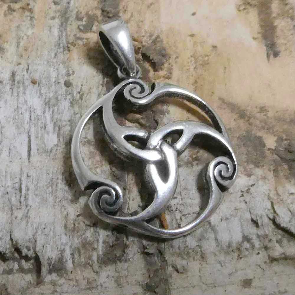 Trinity Spiralen Anhänger 925 Silber keltischer Silberschmuck 19 mm