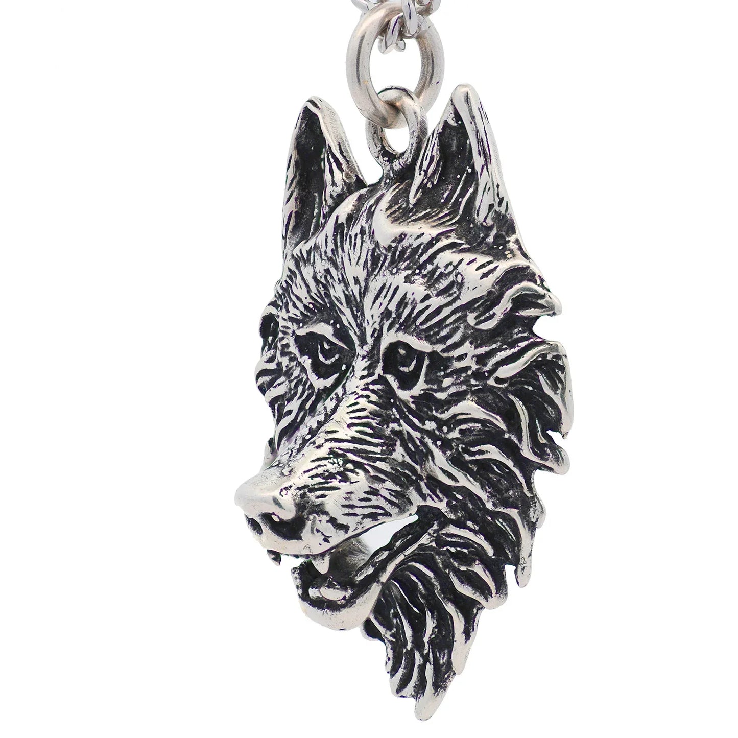 Großer Wolf Schmuck Anhänger Silber Wolfskopf Kettenanhänger Krafttier