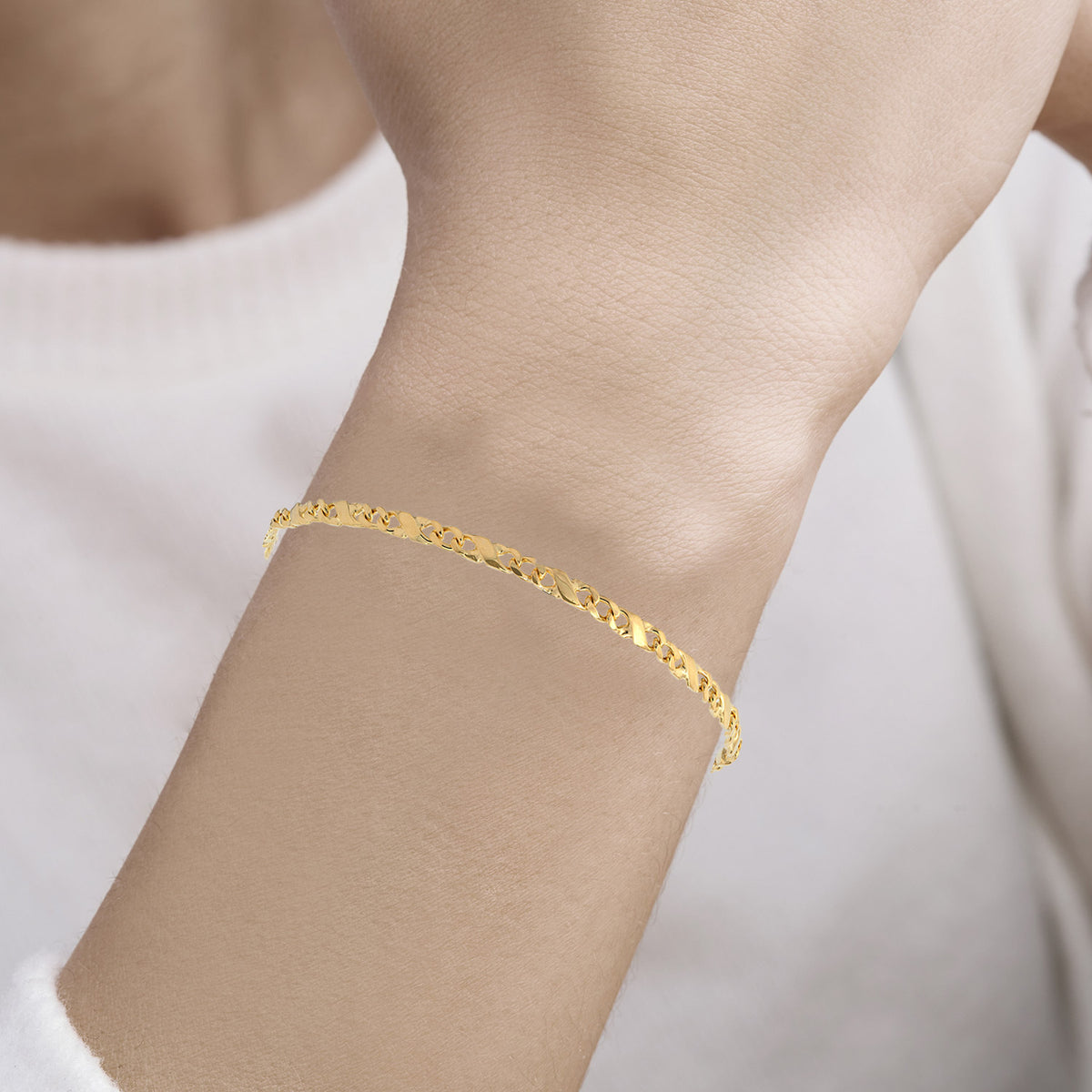 Goldkette Dollarkette Armkette Breite 3,2 mm massiv 585-14 Karat Gold
