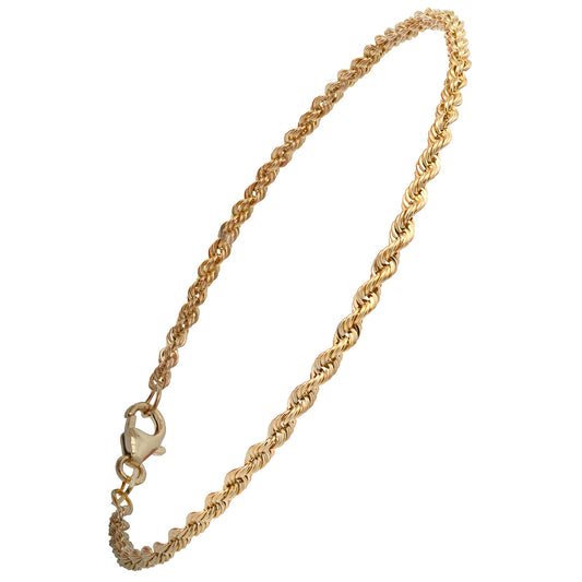 Goldarmband Kordelkette hohl  Armkette Breite 2,2mm - 333-8 Karat Gold