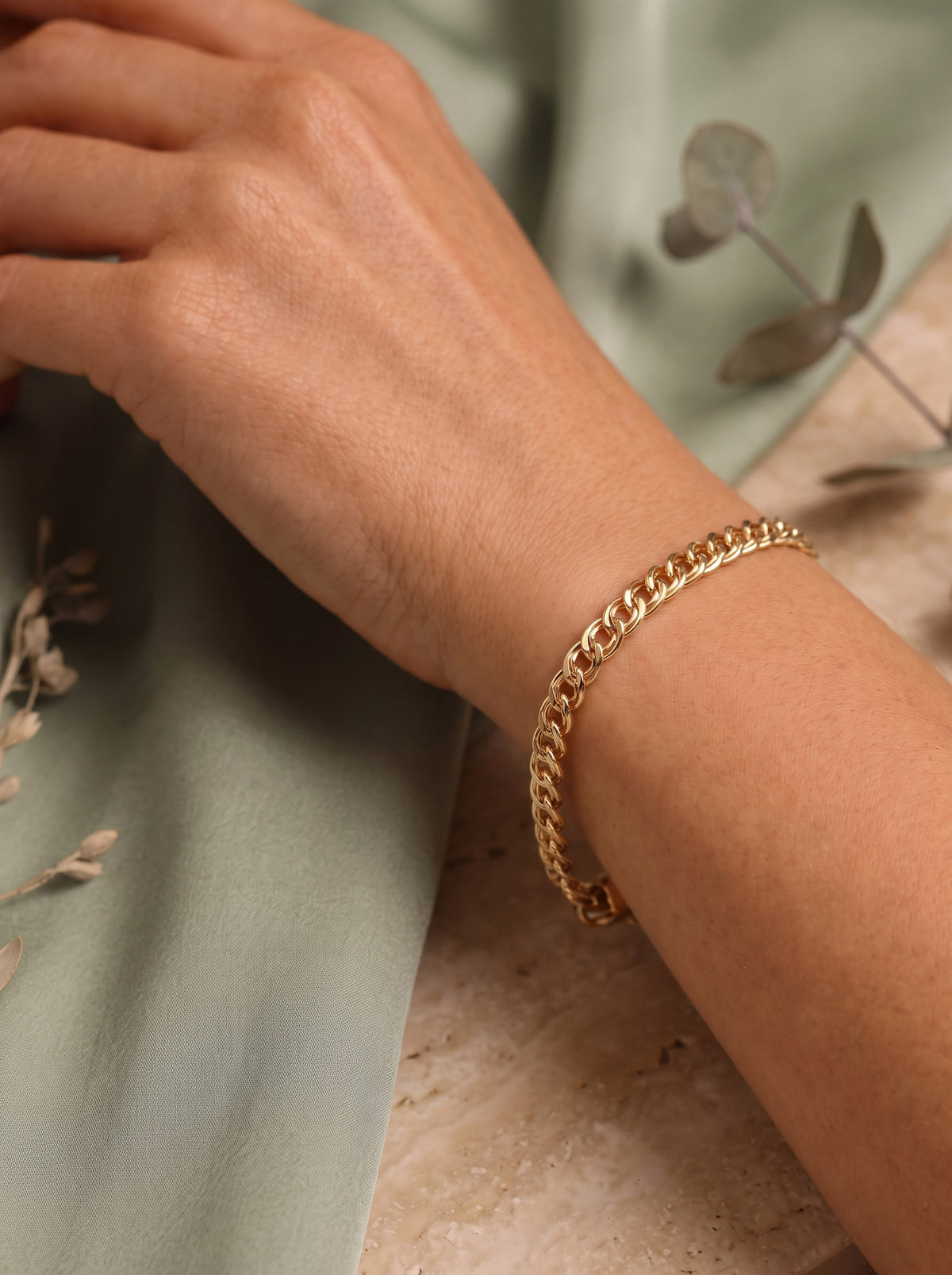 Goldkette Zwillingspanzerkette hohl Armkette 3,7 mm 375 - 9 Karat Gold