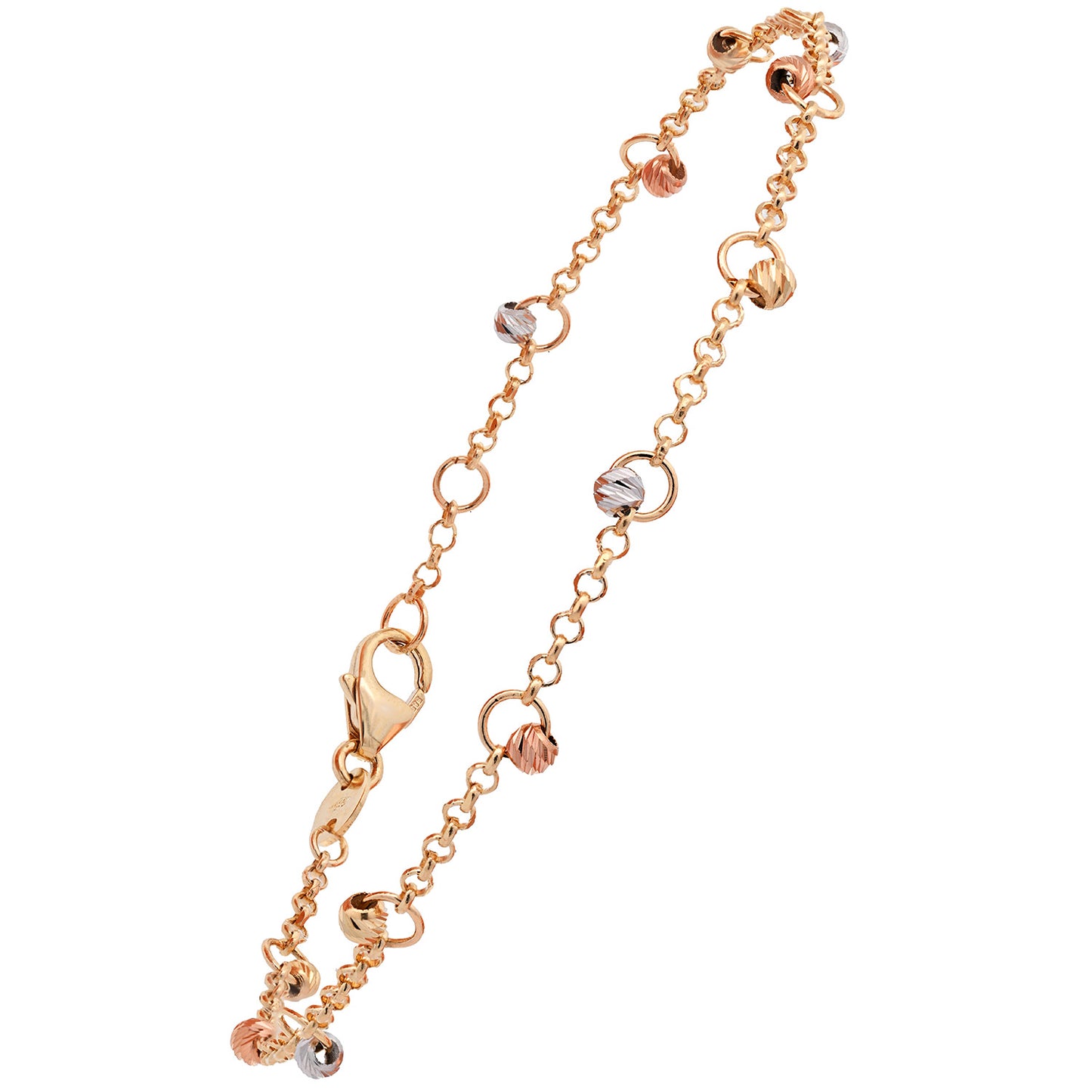 Goldkette Armkette mit Farbsteinen 1,1mm massiv 585-14 Karat Gold 19cm