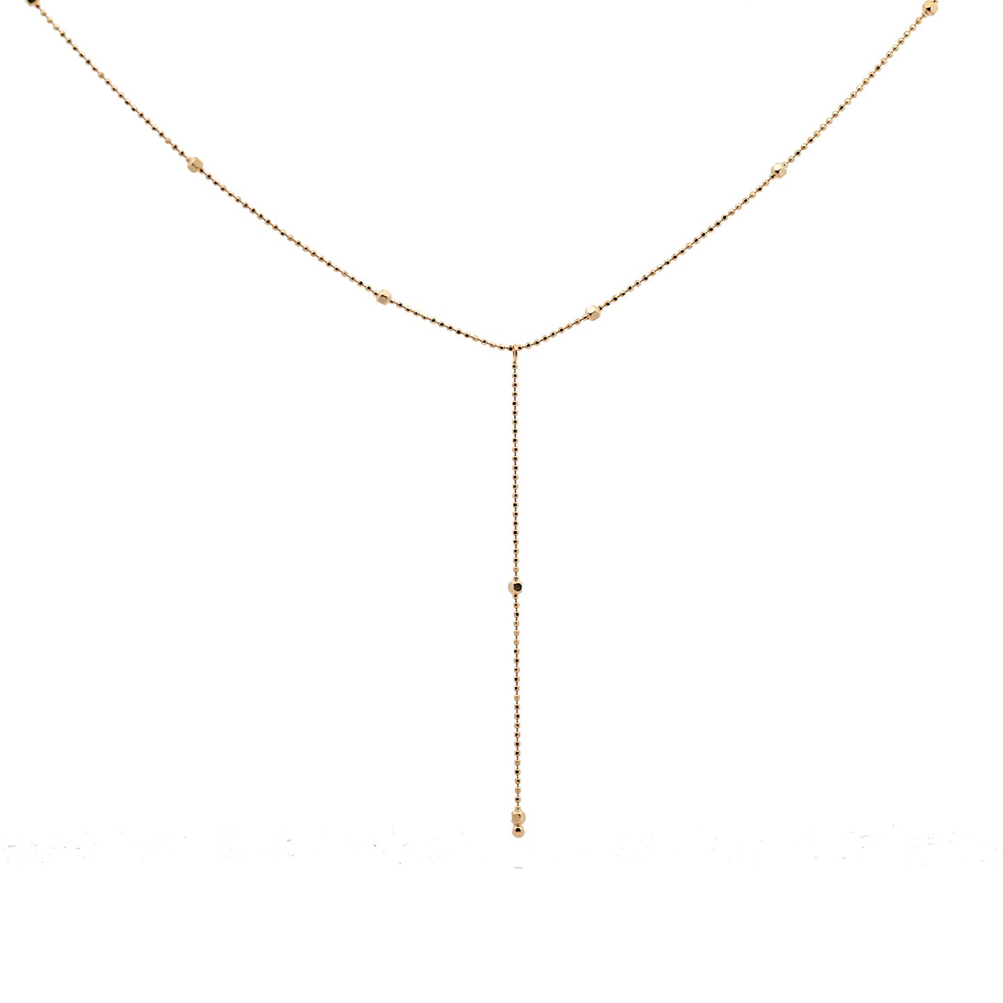 Gold Collier Goldkette Y-Kette mit Kügelchen 585-14 Karat Gold 42 cm