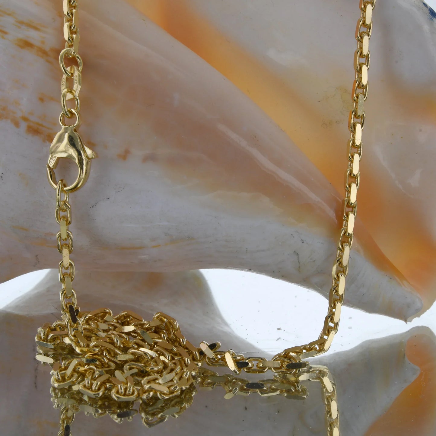 Ankerkette diamantiert Länge 60cm - Breite 2,5mm - 750-18 Karat Gold