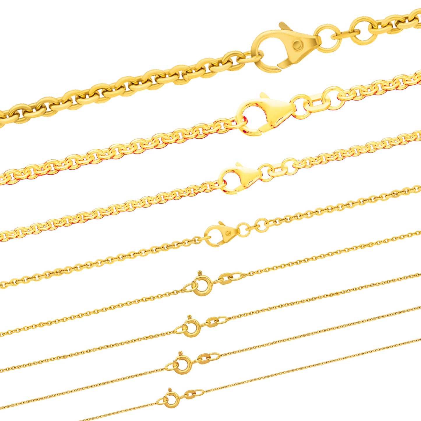 Ankerkette rund Halskette 585 - 14 Karat Gold Auswahl