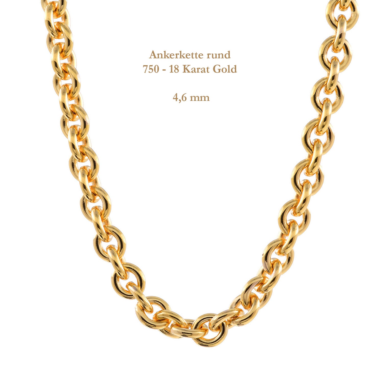 Ankerkette rund Halskette 750 - 18 Karat Gold Auswahl