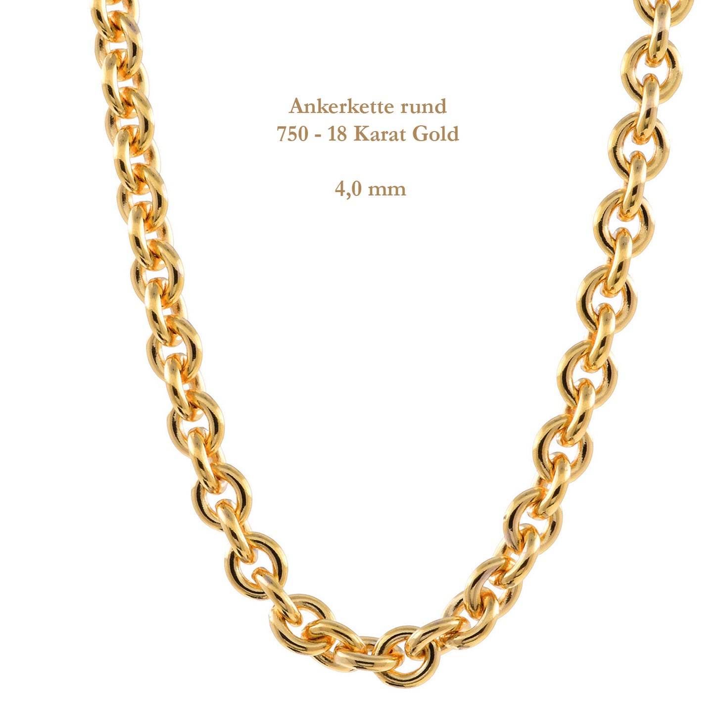 Ankerkette rund Halskette 750 - 18 Karat Gold Auswahl