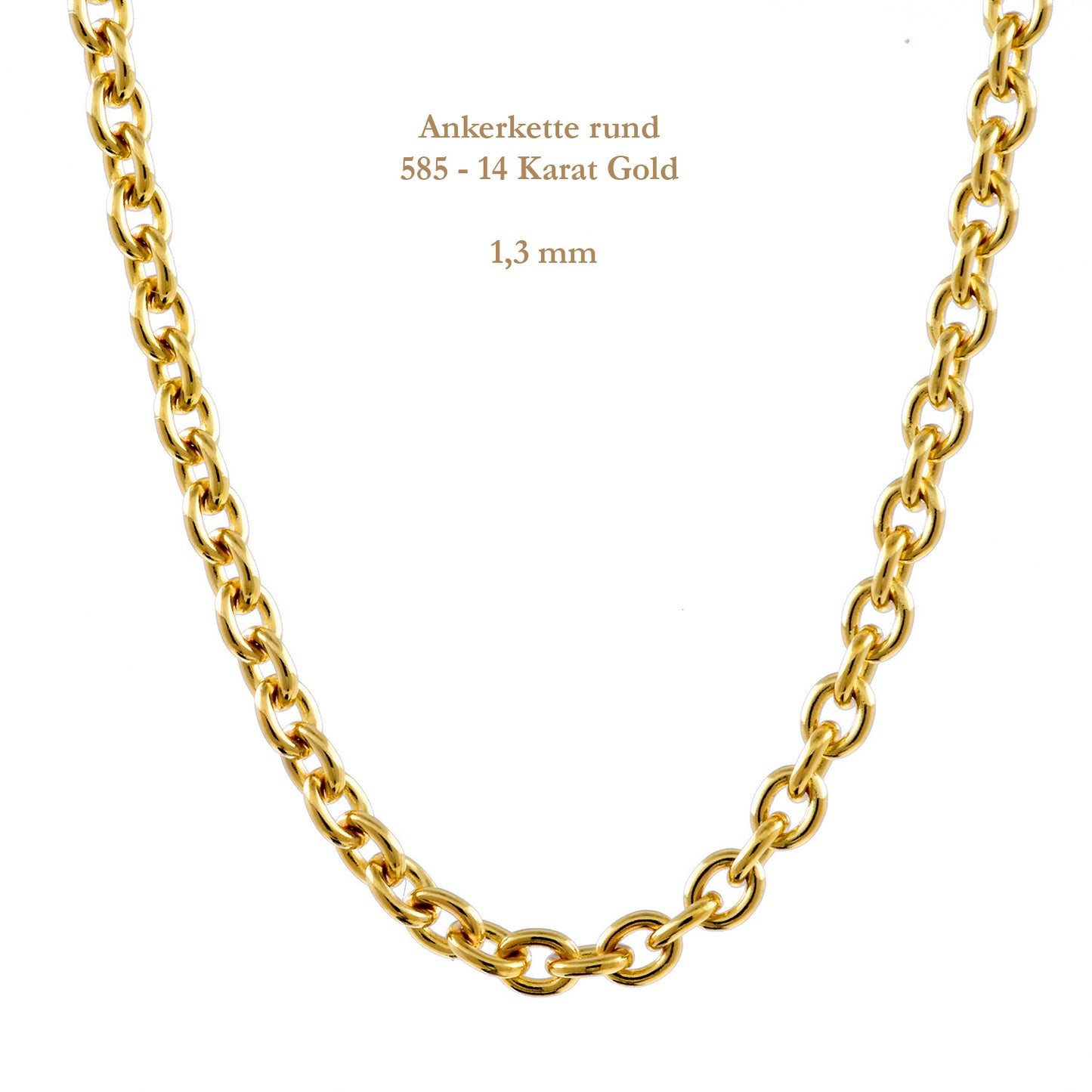 Ankerkette rund Halskette 585 - 14 Karat Gold Auswahl
