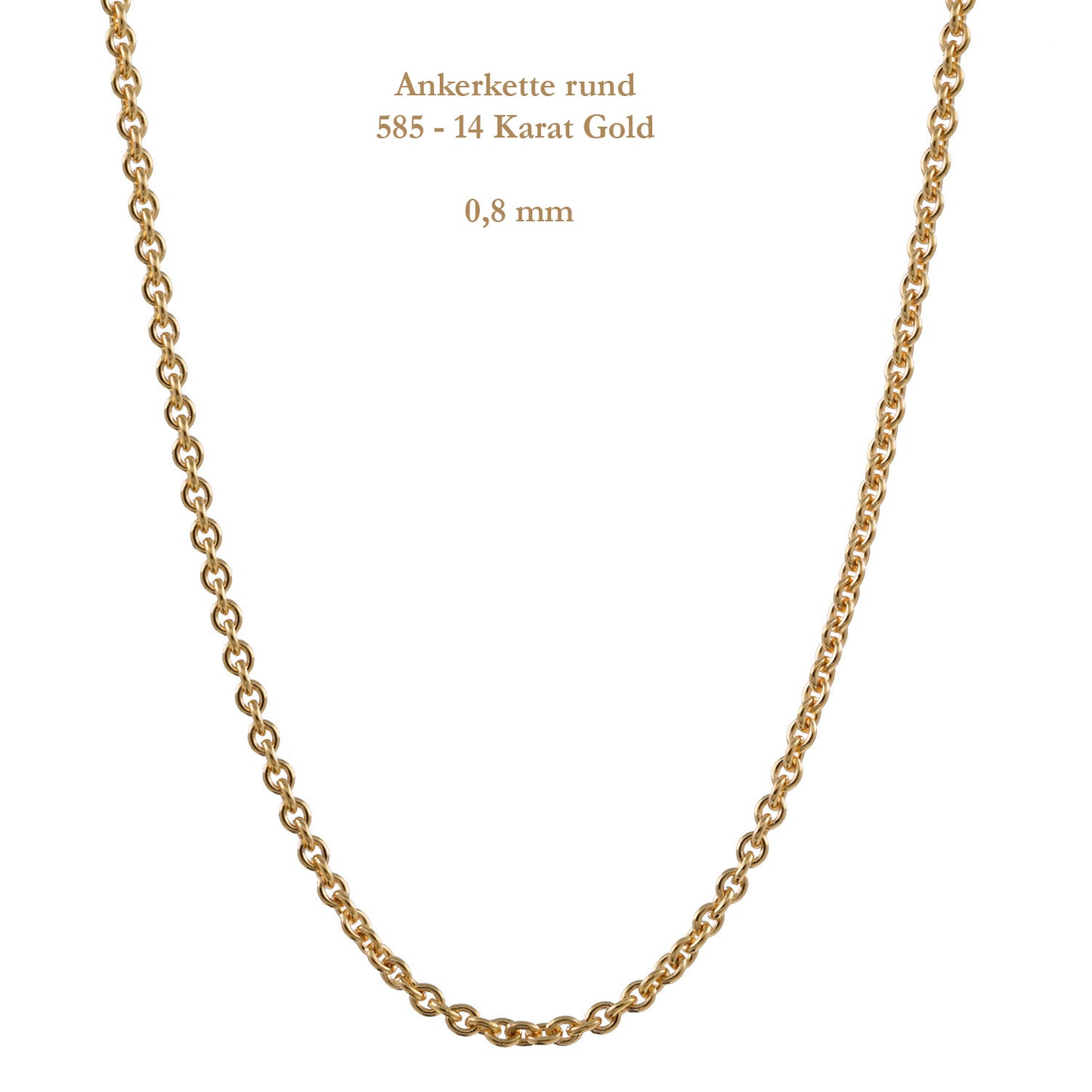 Ankerkette rund Halskette 585 - 14 Karat Gold Auswahl