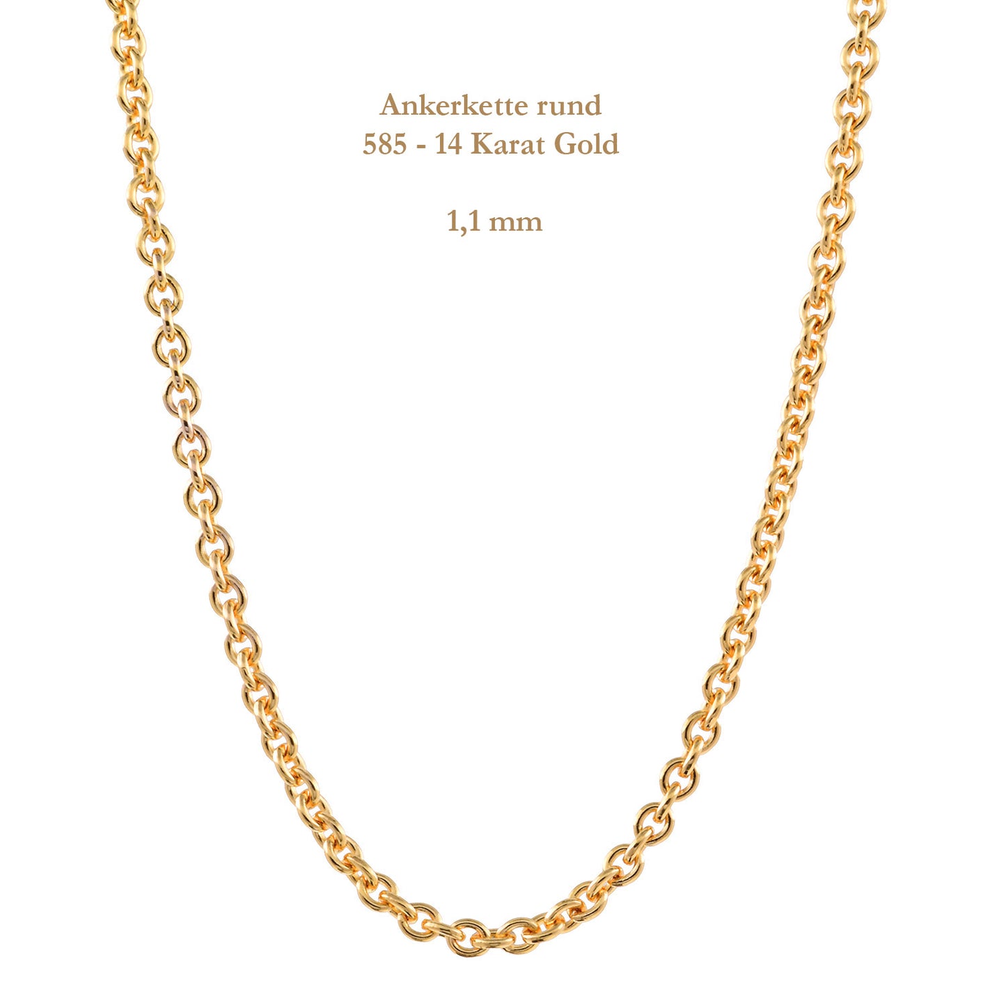 Ankerkette rund Halskette 585 - 14 Karat Gold Auswahl