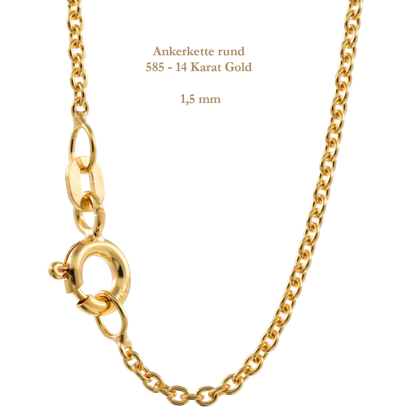 Ankerkette rund Halskette 585 - 14 Karat Gold Auswahl