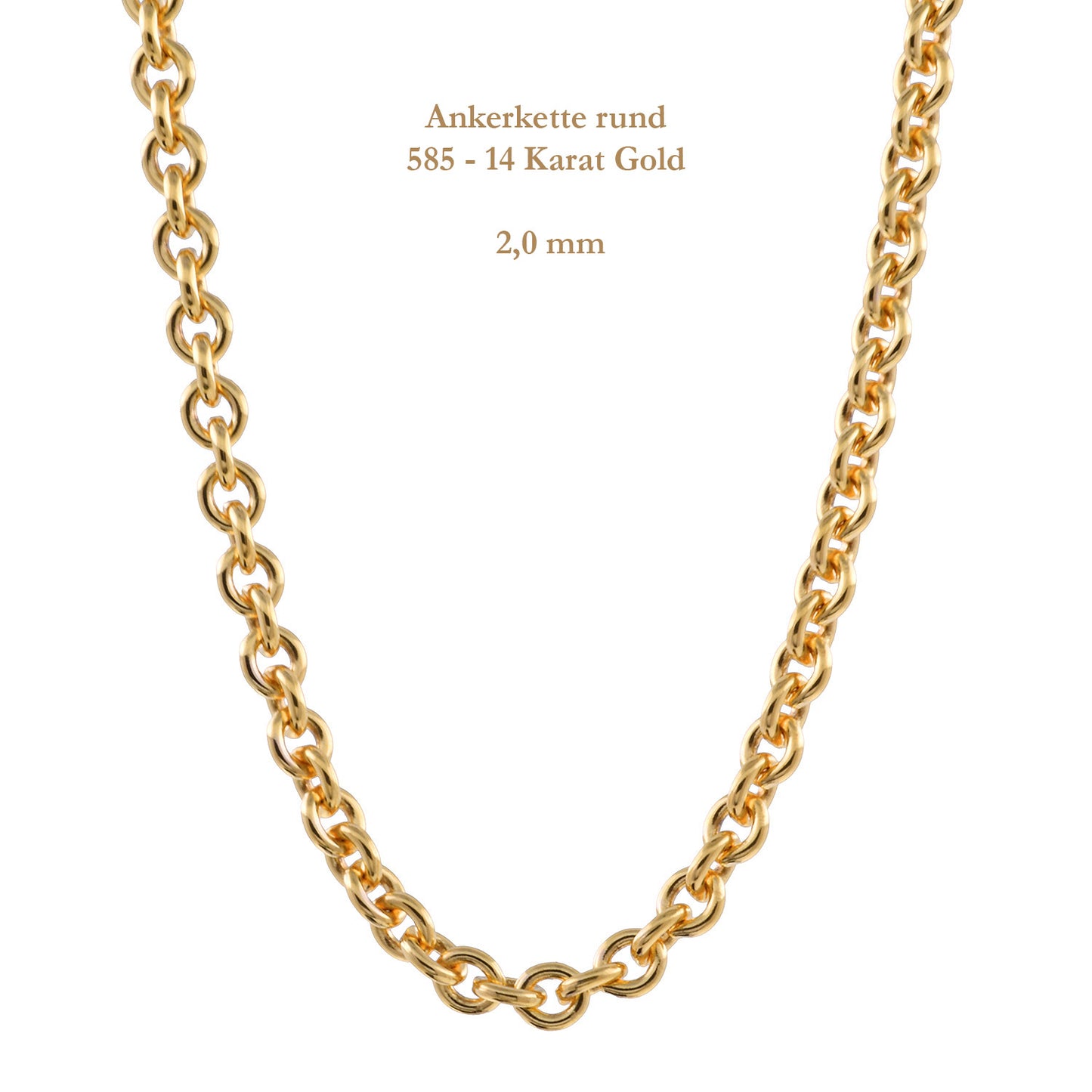 Ankerkette rund Halskette 585 - 14 Karat Gold Auswahl