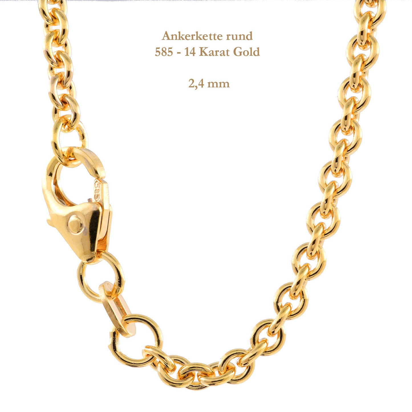 Ankerkette rund Halskette 585 - 14 Karat Gold Auswahl