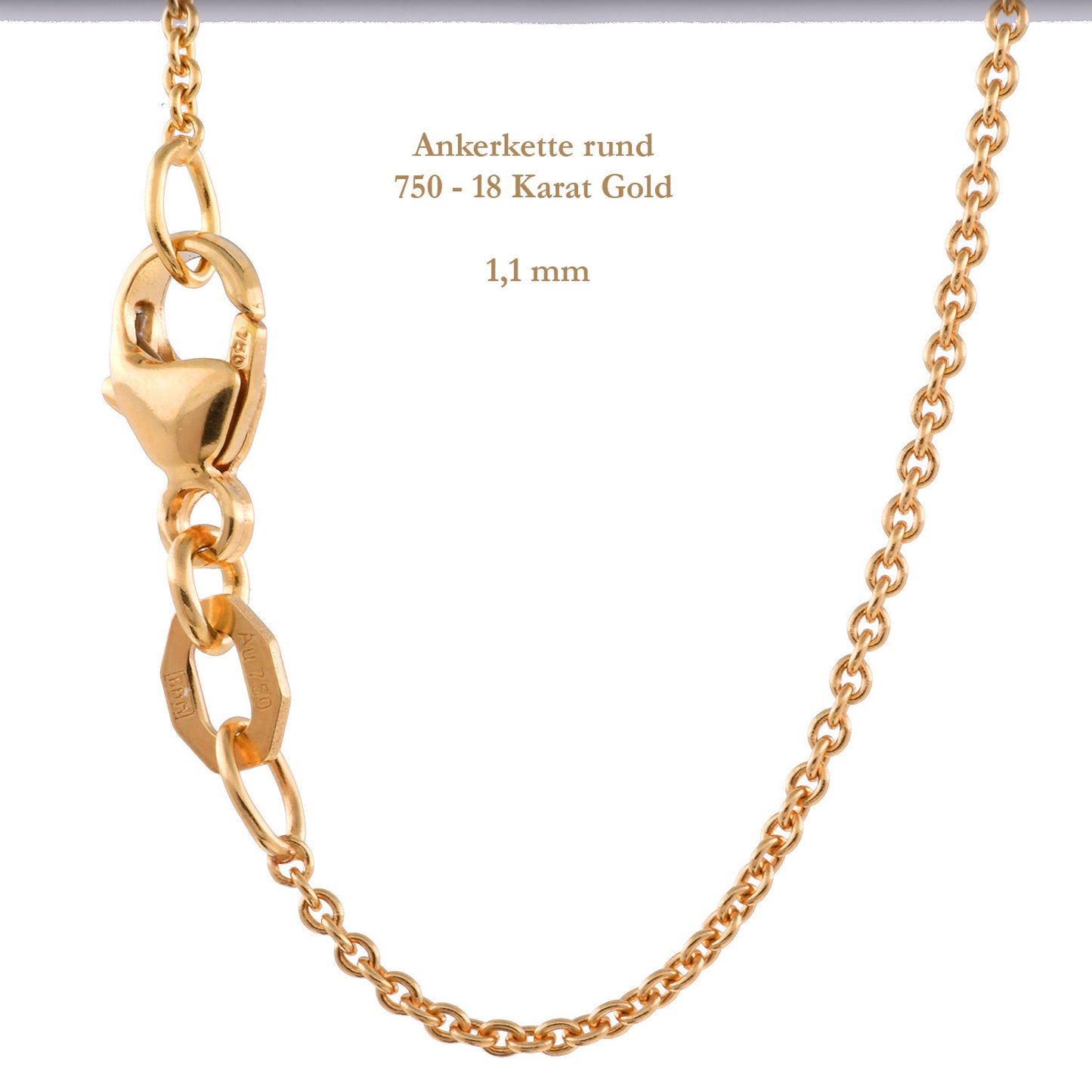 Ankerkette rund Halskette 750 - 18 Karat Gold Auswahl