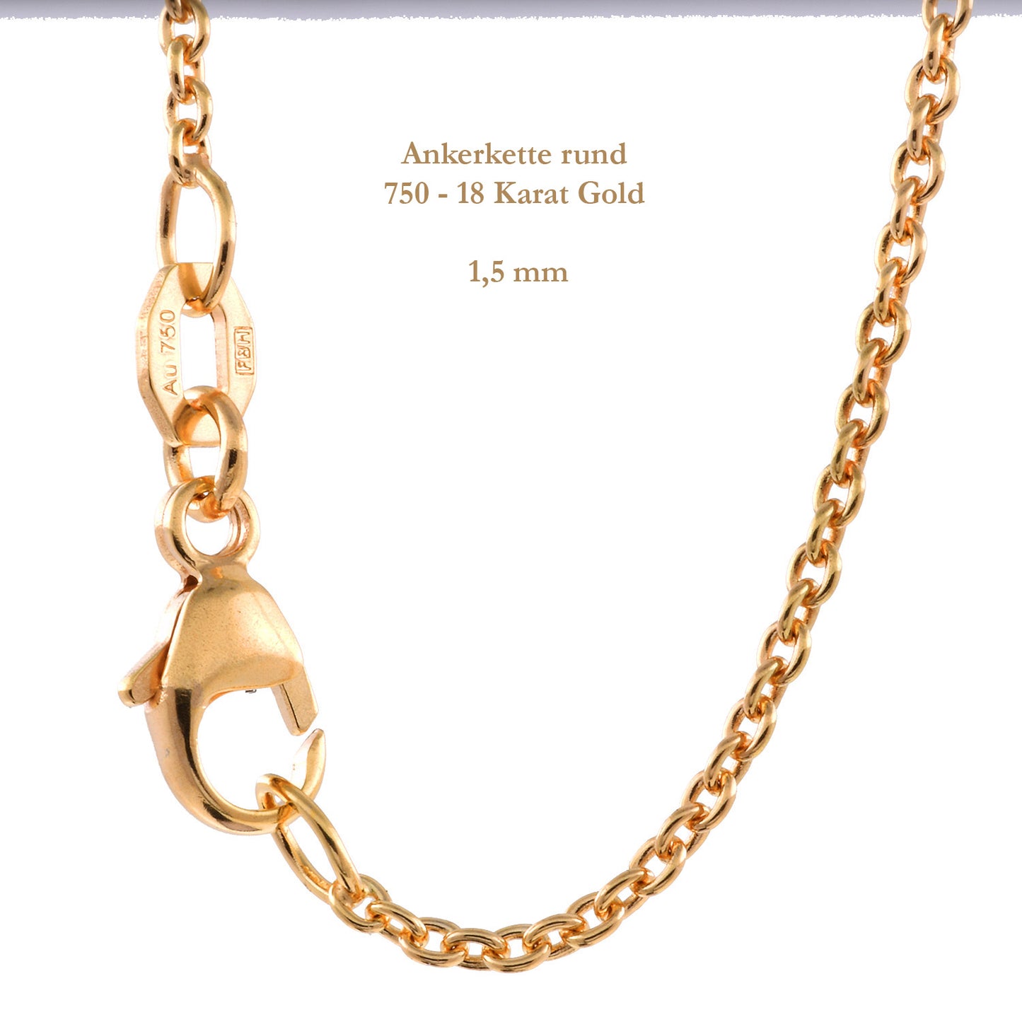 Ankerkette rund Halskette 750 - 18 Karat Gold Auswahl