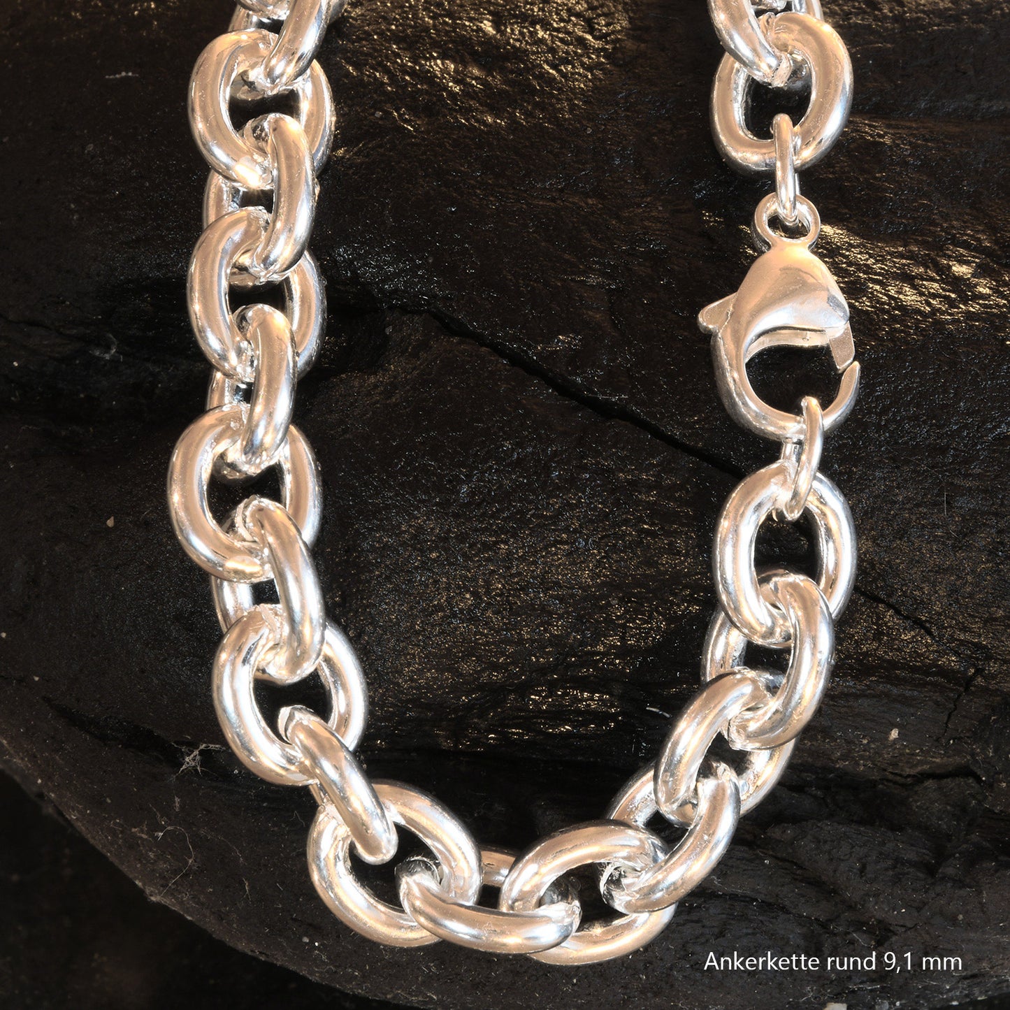 Silberkette Echt 925 Sterlingsilber Ankerkette rund Silber Halskette - Damenkette und Herrenkette Made in Germany