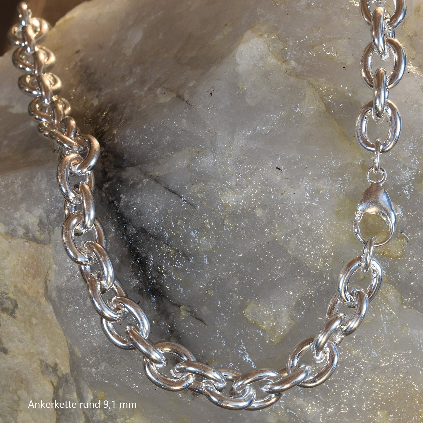 Silberkette Echt 925 Sterlingsilber Ankerkette rund Silber Halskette - Damenkette und Herrenkette Made in Germany