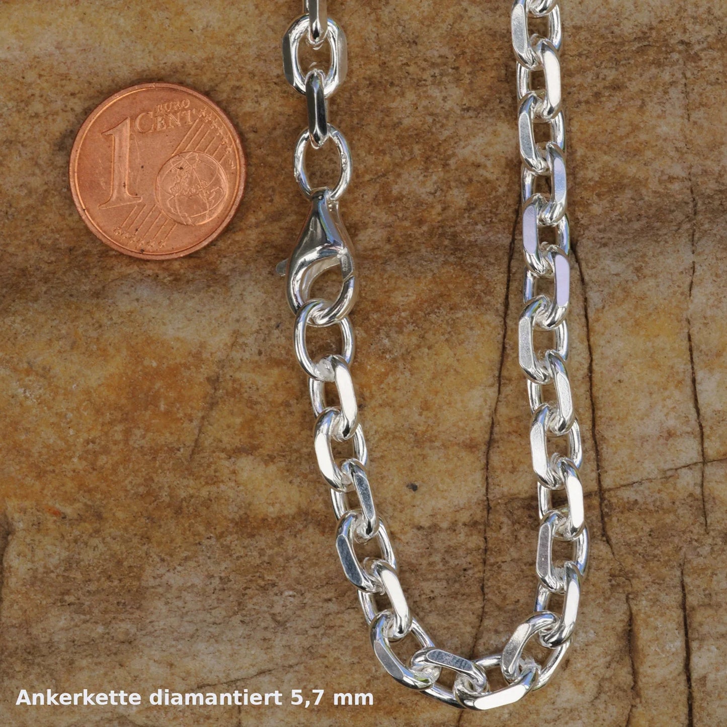 Silberkette Echt 925 Sterlingsilber Ankerkette diamantiert Silber Halskette - Damenkette und Herrenkette Made in Germany