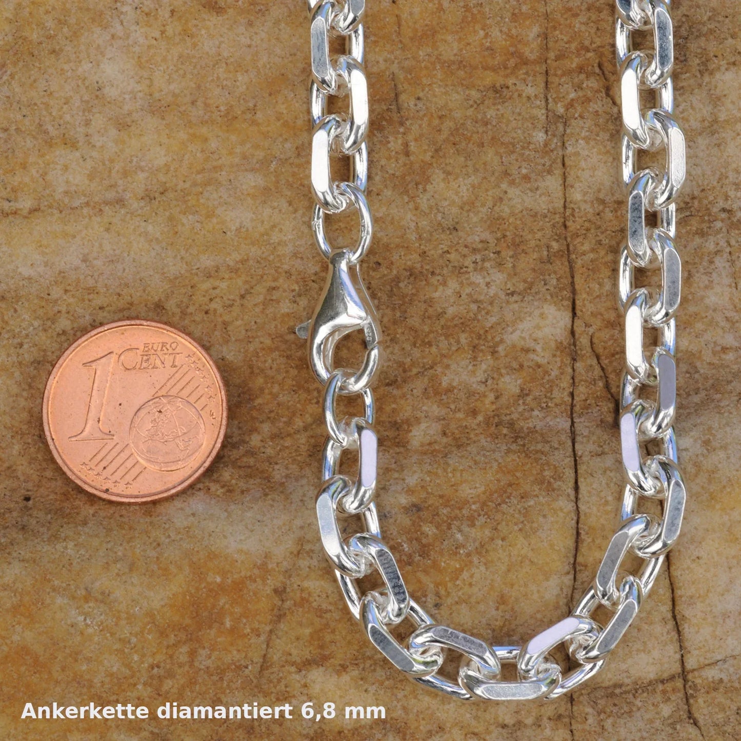 Silberkette Echt 925 Sterlingsilber Ankerkette diamantiert Silber Halskette - Damenkette und Herrenkette Made in Germany