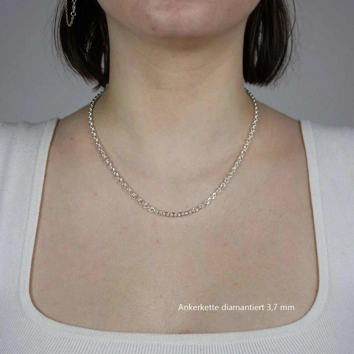 Silberkette Echt 925 Sterlingsilber Ankerkette diamantiert Silber Halskette - Damenkette und Herrenkette Made in Germany