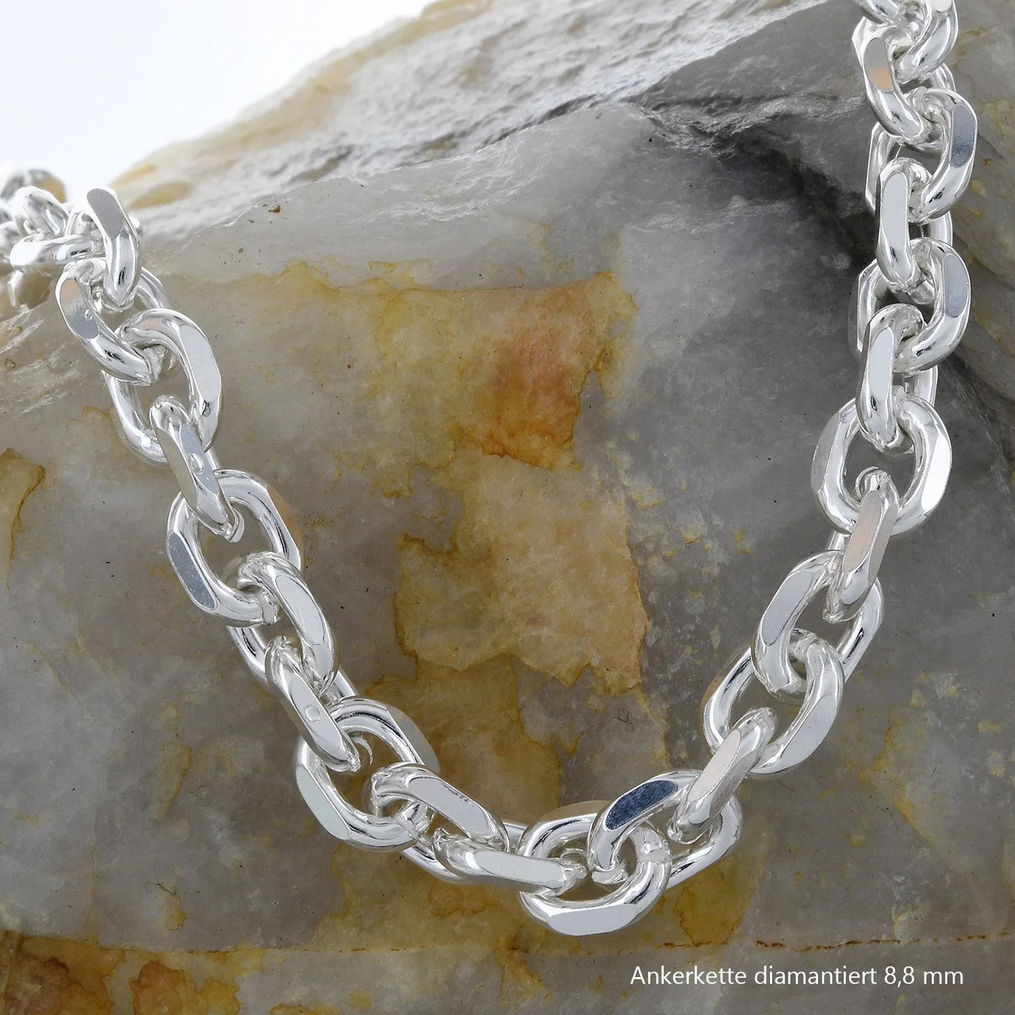 Silberkette Echt 925 Sterlingsilber Ankerkette diamantiert Silber Halskette - Damenkette und Herrenkette Made in Germany