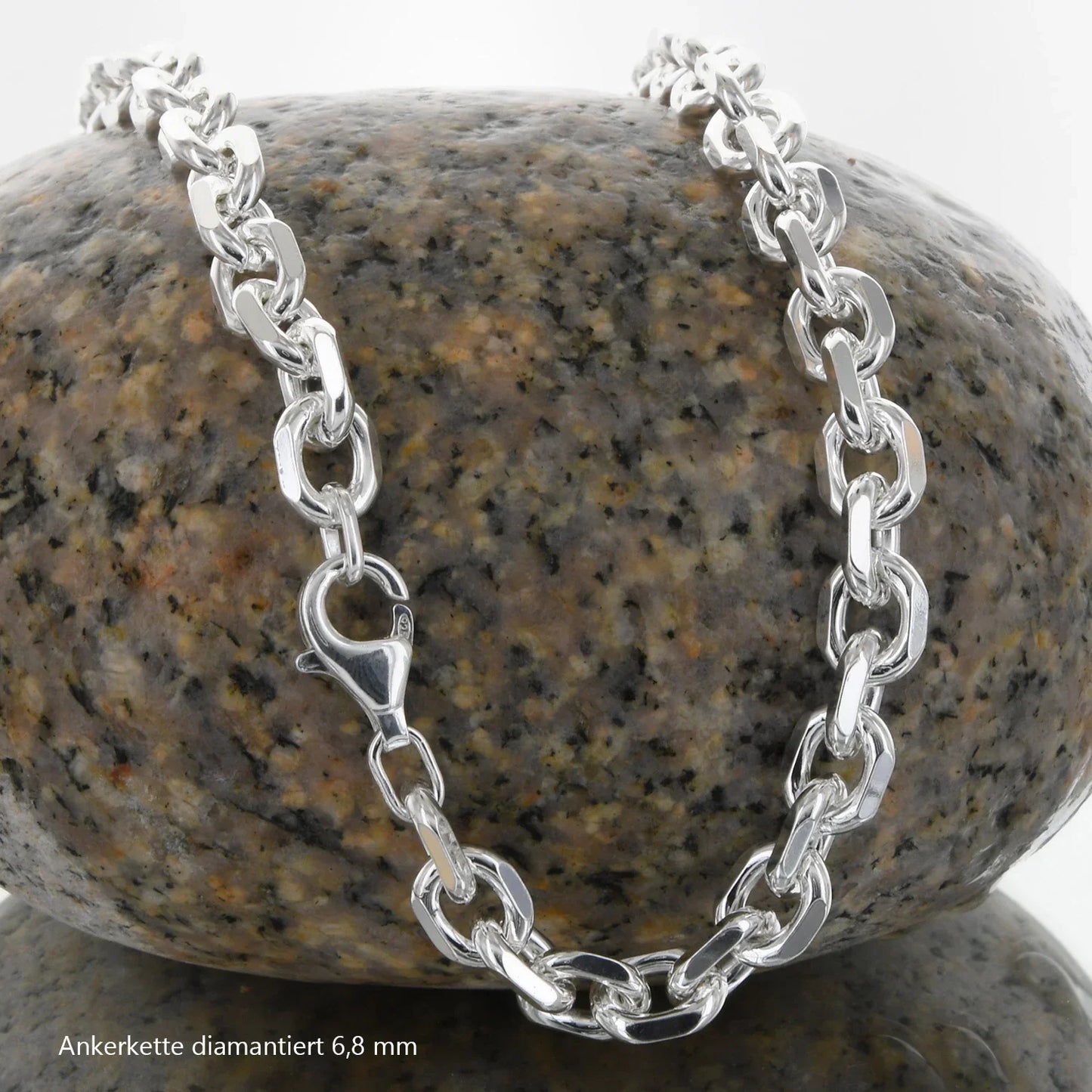 Silberkette Echt 925 Sterlingsilber Ankerkette diamantiert Silber Halskette - Damenkette und Herrenkette Made in Germany
