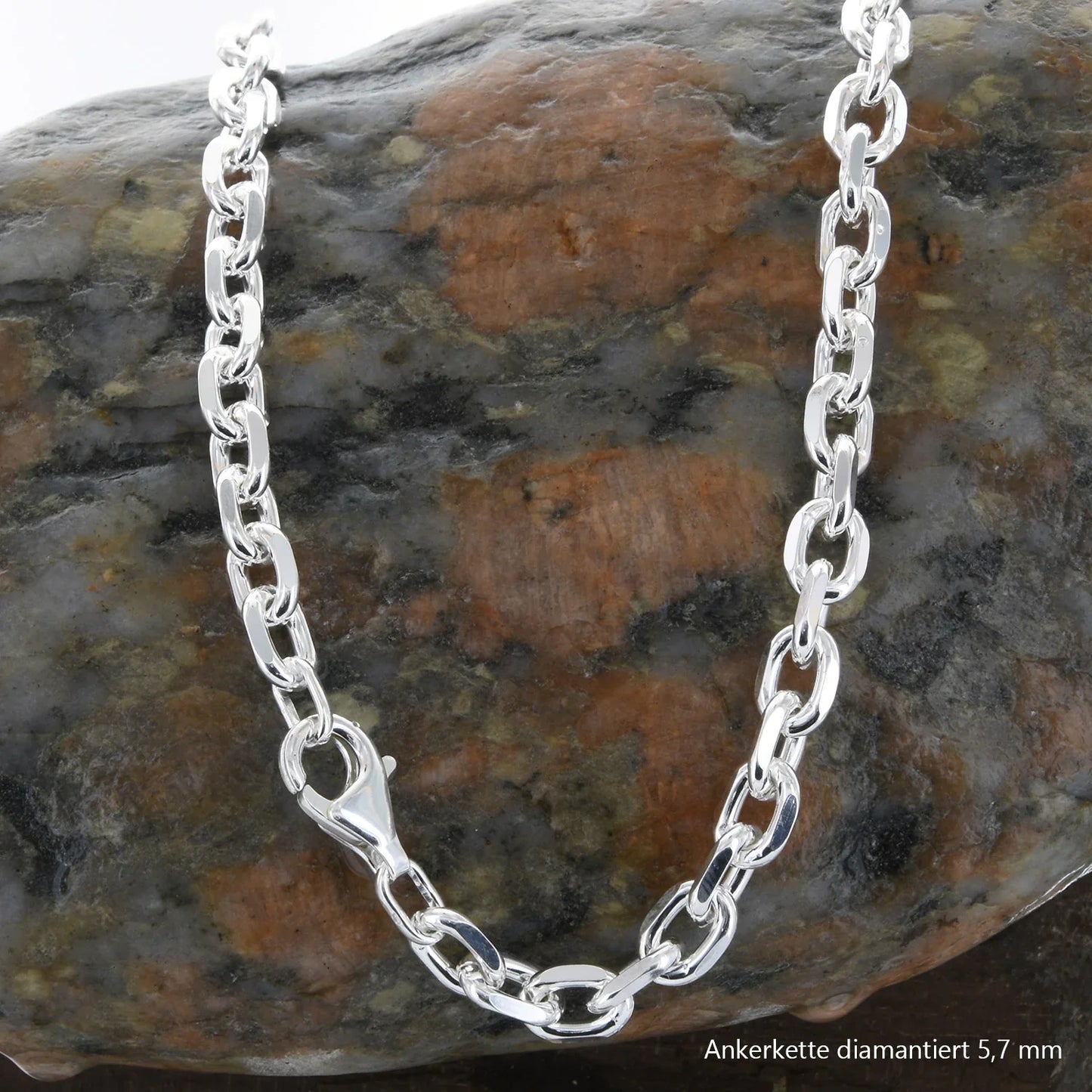 Silberkette Echt 925 Sterlingsilber Ankerkette diamantiert Silber Halskette - Damenkette und Herrenkette Made in Germany