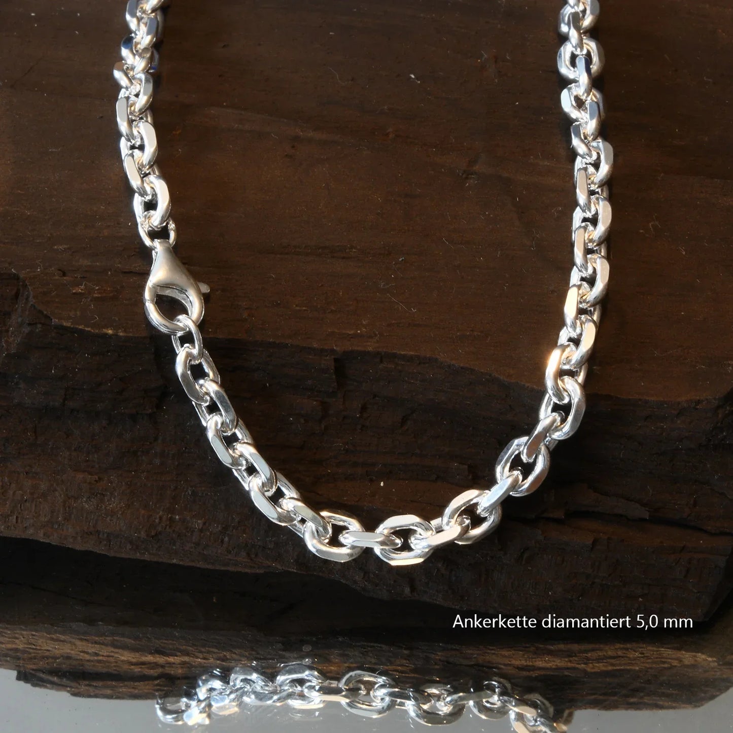 Silberkette Echt 925 Sterlingsilber Ankerkette diamantiert Silber Halskette - Damenkette und Herrenkette Made in Germany