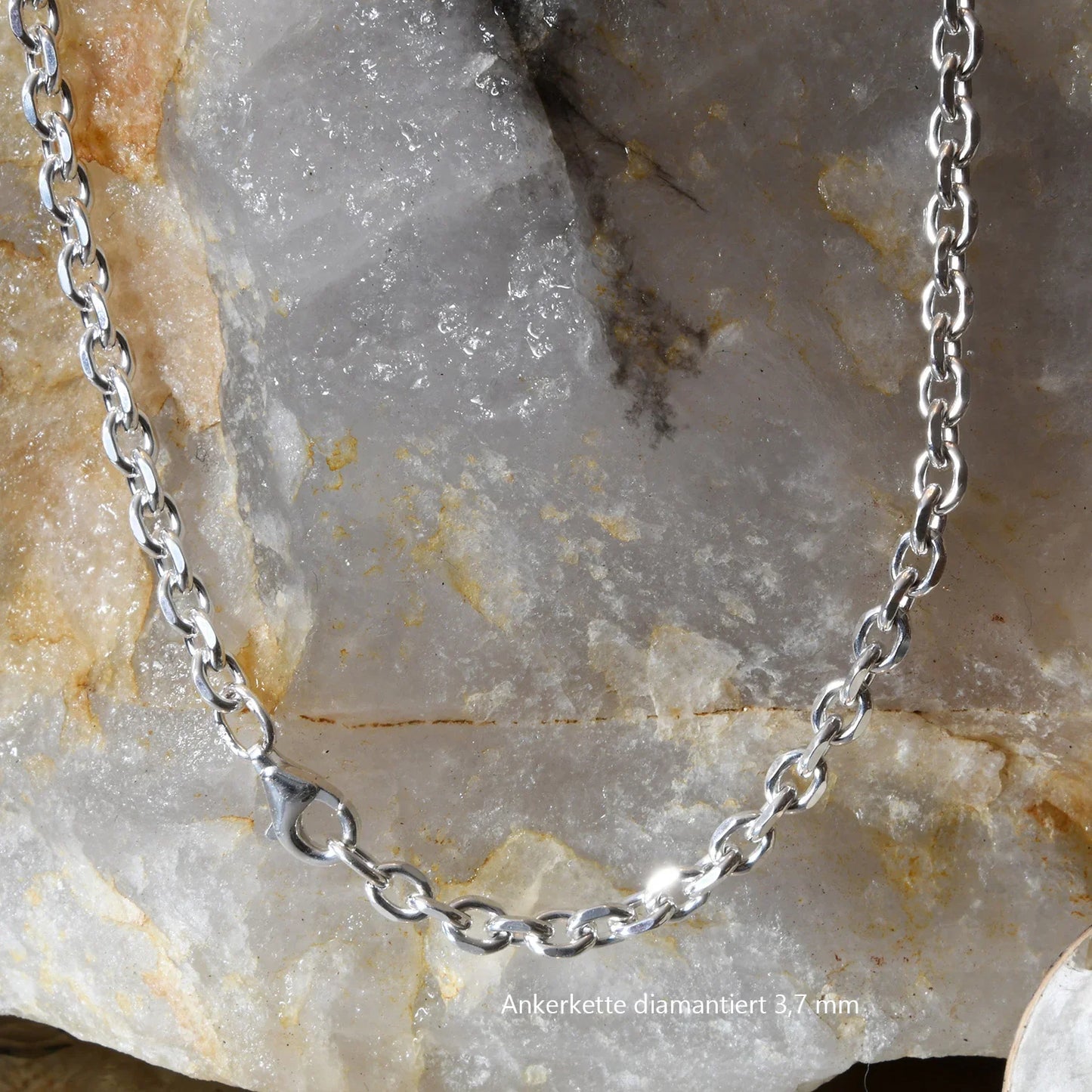 Silberkette Echt 925 Sterlingsilber Ankerkette diamantiert Silber Halskette - Damenkette und Herrenkette Made in Germany