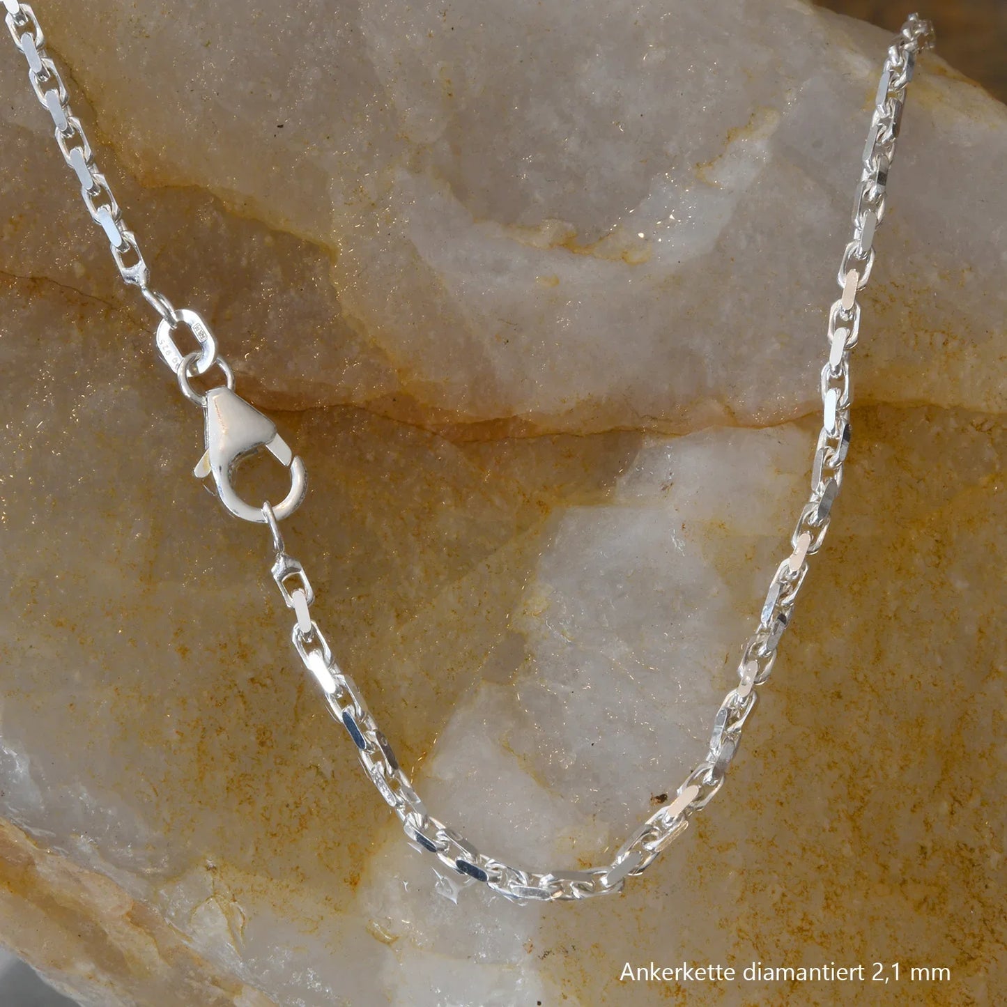 Silberkette Echt 925 Sterlingsilber Ankerkette diamantiert Silber Halskette - Damenkette und Herrenkette Made in Germany