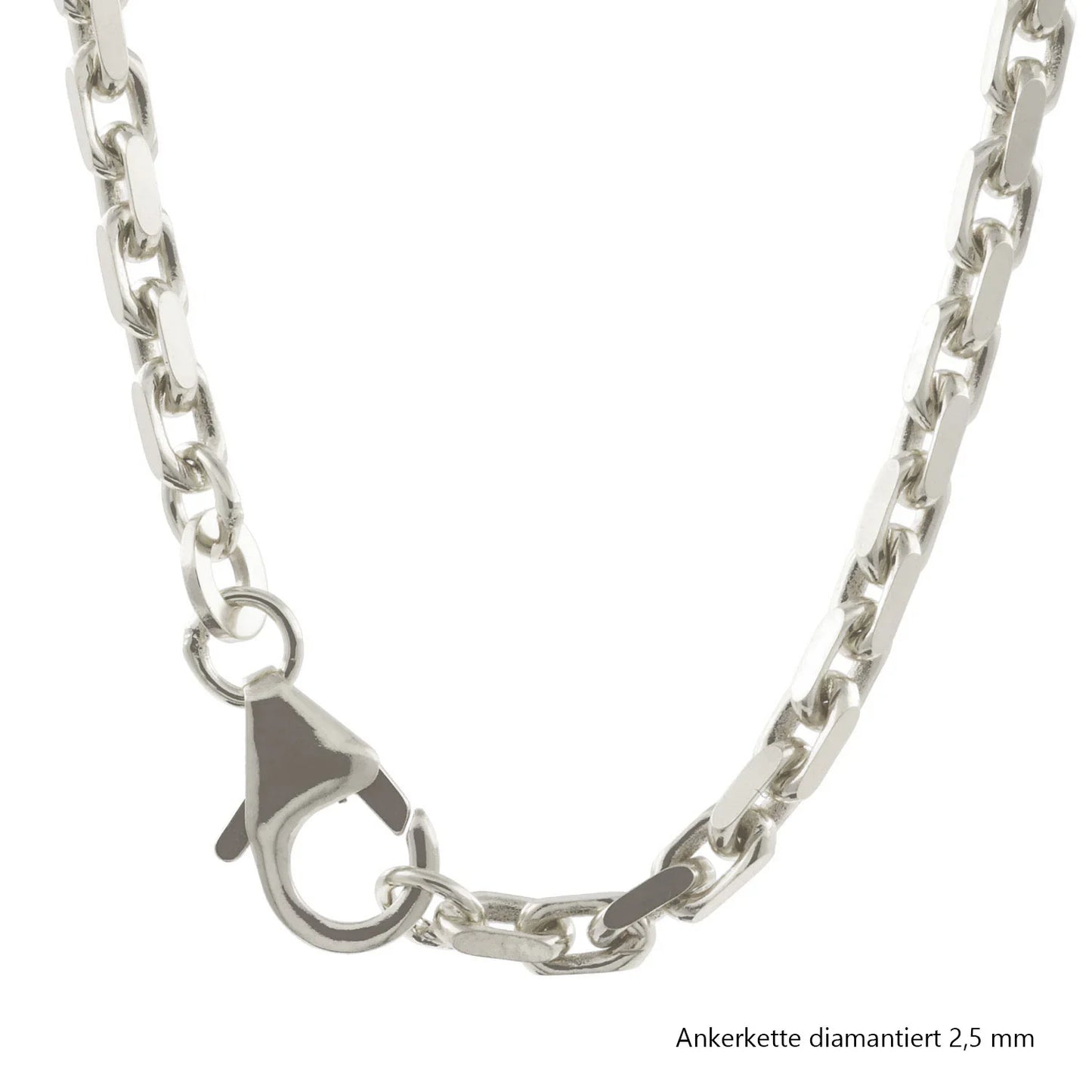 Silberkette Echt 925 Sterlingsilber Ankerkette diamantiert Silber Halskette - Damenkette und Herrenkette Made in Germany