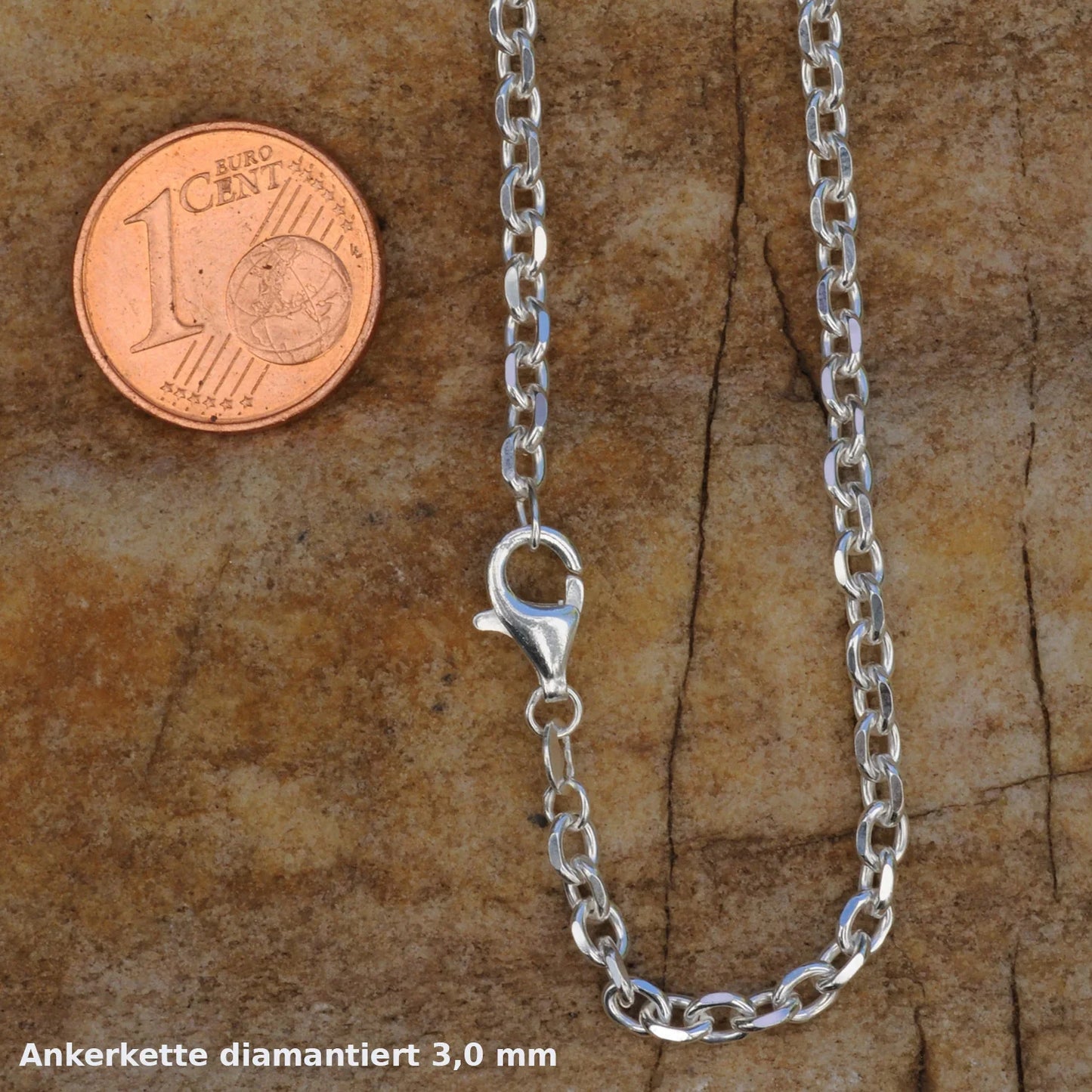 Silberkette Echt 925 Sterlingsilber Ankerkette diamantiert Silber Halskette - Damenkette und Herrenkette Made in Germany