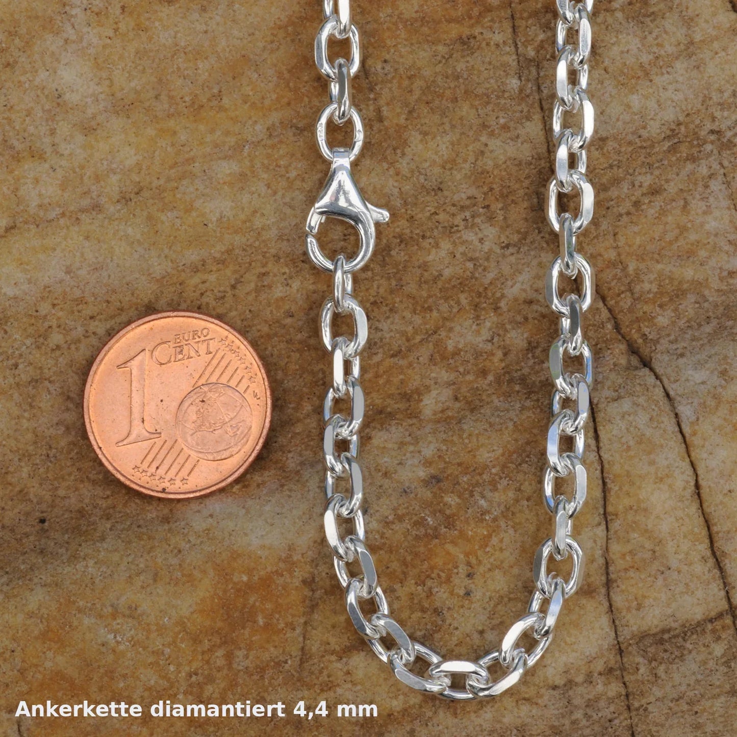 Silberkette Echt 925 Sterlingsilber Ankerkette diamantiert Silber Halskette - Damenkette und Herrenkette Made in Germany