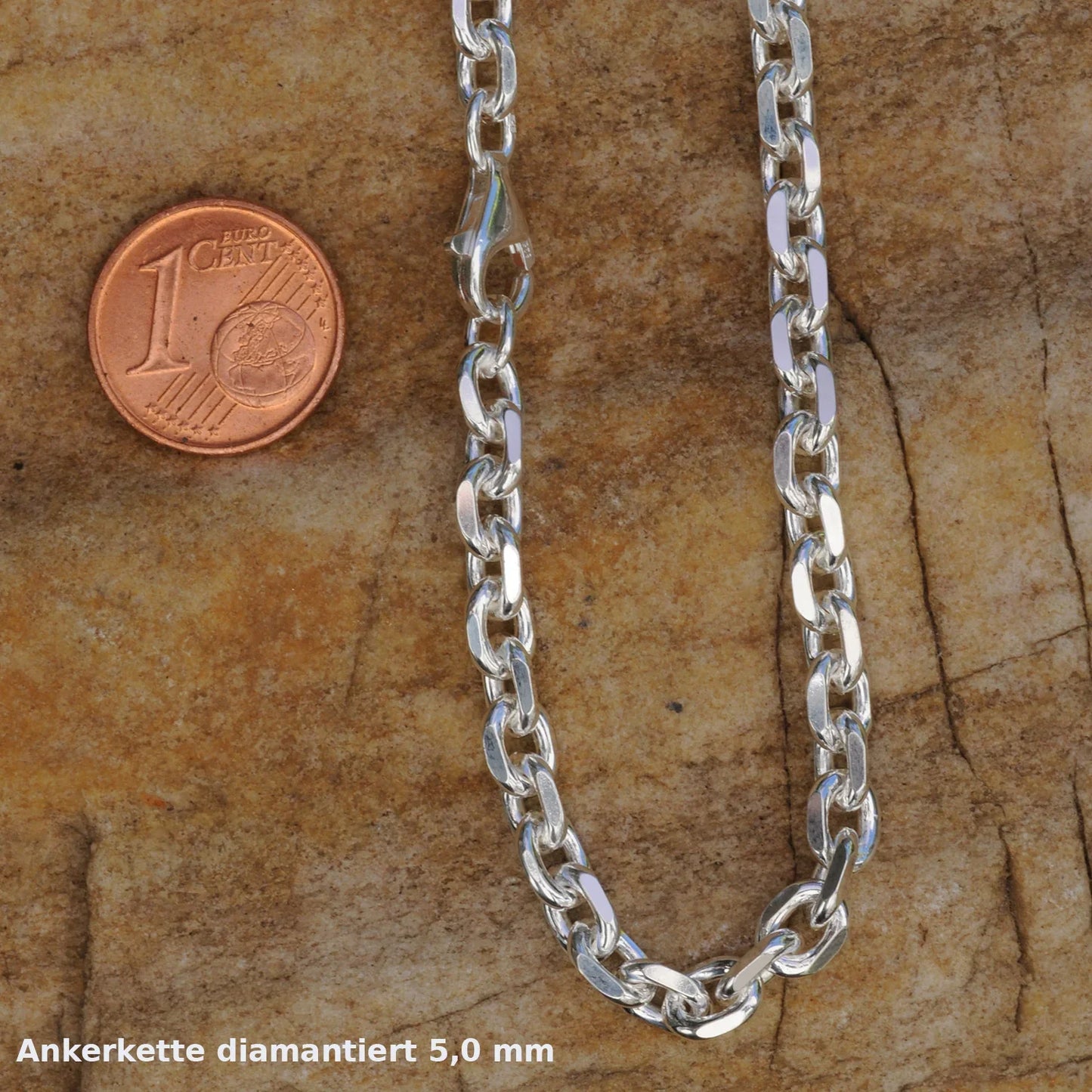 Silberkette Echt 925 Sterlingsilber Ankerkette diamantiert Silber Halskette - Damenkette und Herrenkette Made in Germany