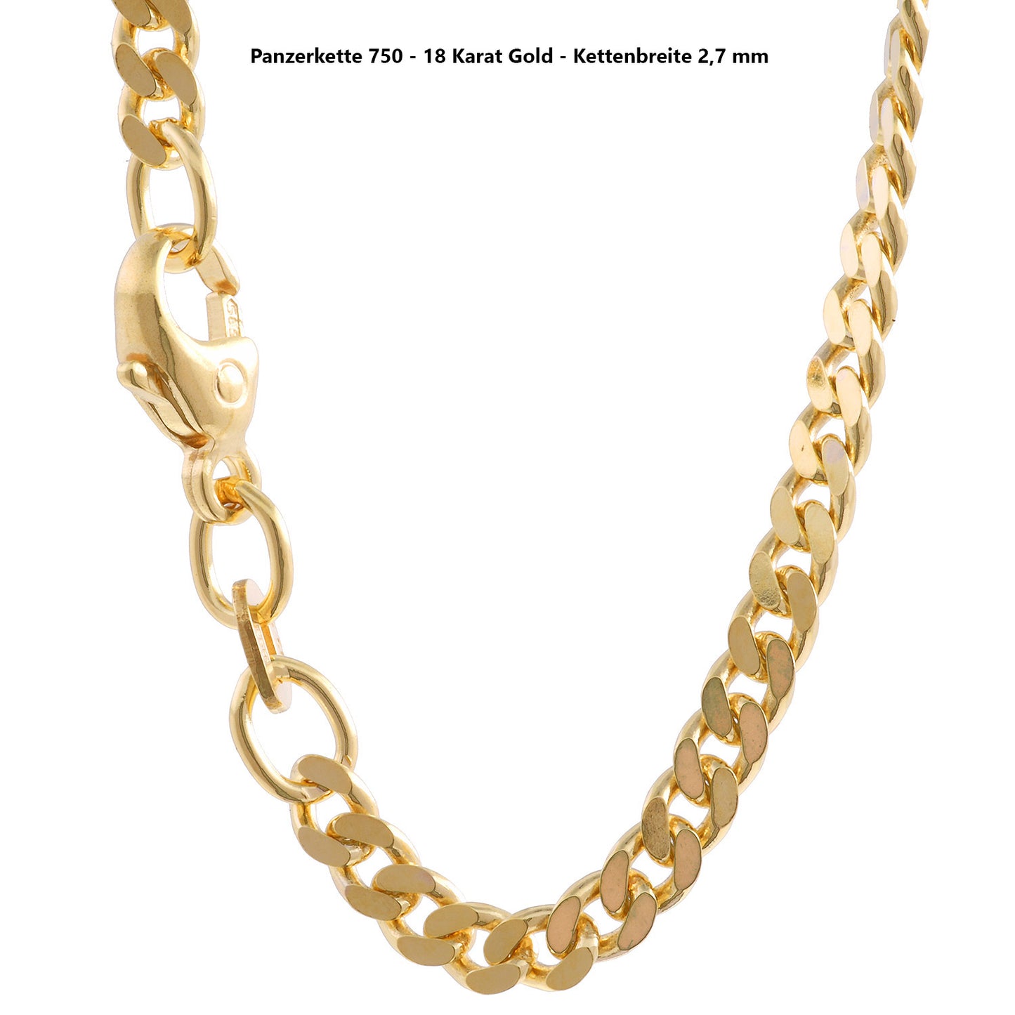 Edle massive Goldkette Panzerkette Halskette aus 750 - 18 Karat Gold