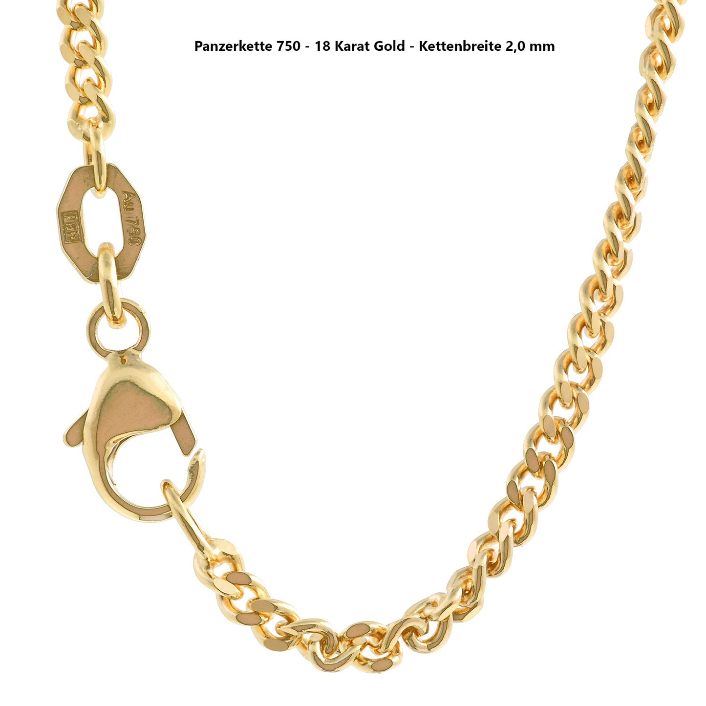 Edle massive Goldkette Panzerkette Halskette aus 750 - 18 Karat Gold
