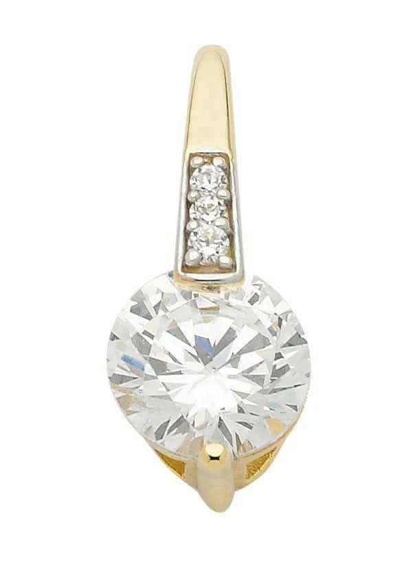 Anhänger aus Gold rhodiniert mit Zirkonia Steinen aus massiv 333 - 8 kt Gelbgold