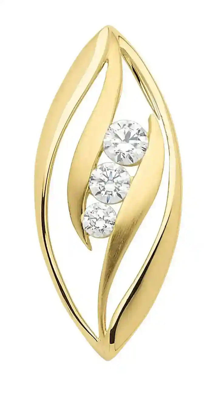 Anhänger aus Gold mit Zirkonia Steinen aus massiv 333 - 8 kt Gelbgold mit massiver Goldkette