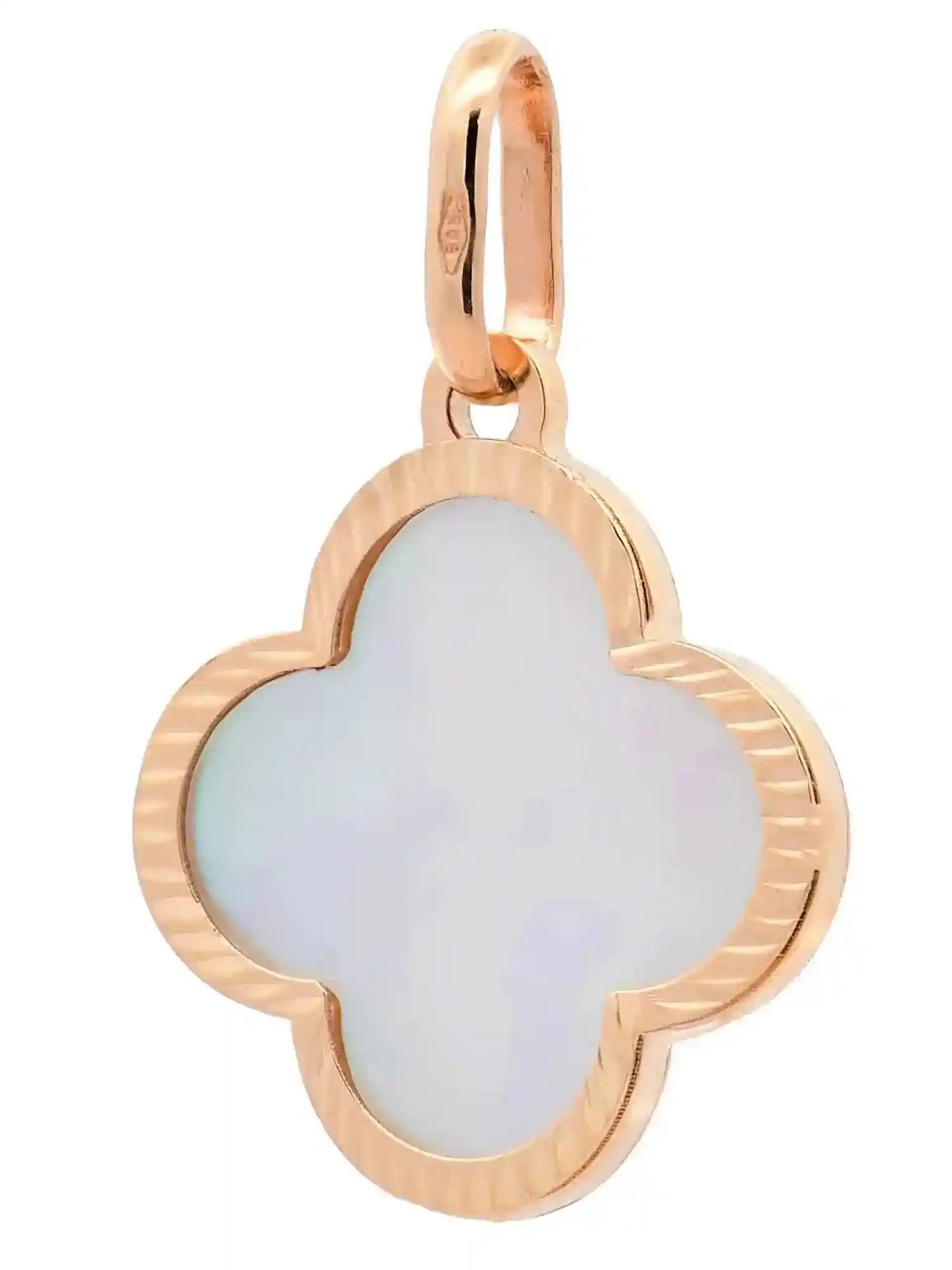 Anhänger Blume Perlmutt mit 1,1 mm Goldkette 585-14 Karat Gold